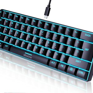 abucow Gaming Keyboard Minimalist Portable Wired Ultra-Compact Mini Imitation 61 Keys RGB Backlit Keyboard (Black)