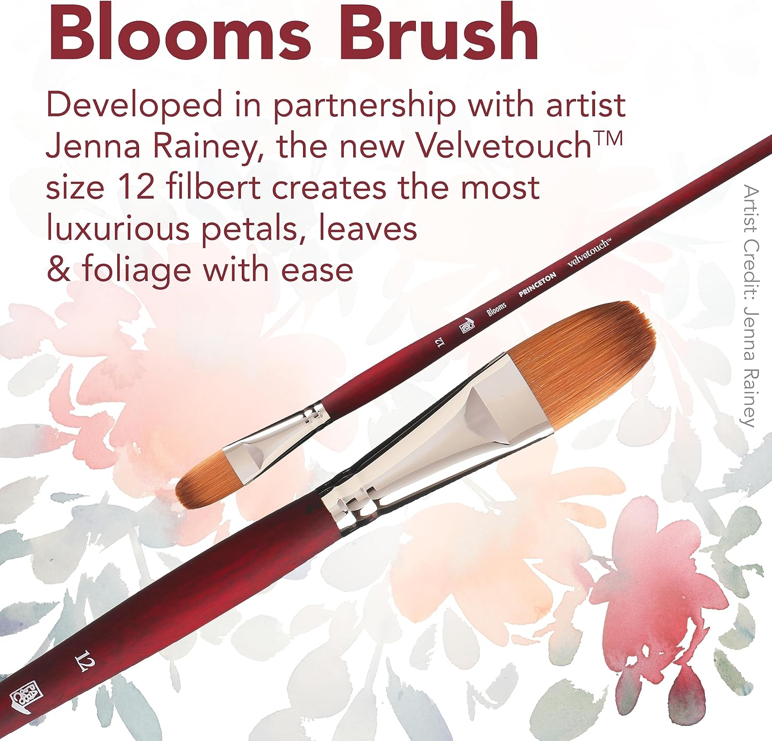 Princeton Velvetouch Jenna Rainey Blooms Brush, Long Handle, Size 12 - Professional Artist Brushes for Mixed Media, Acrylic, Oil - Image 5