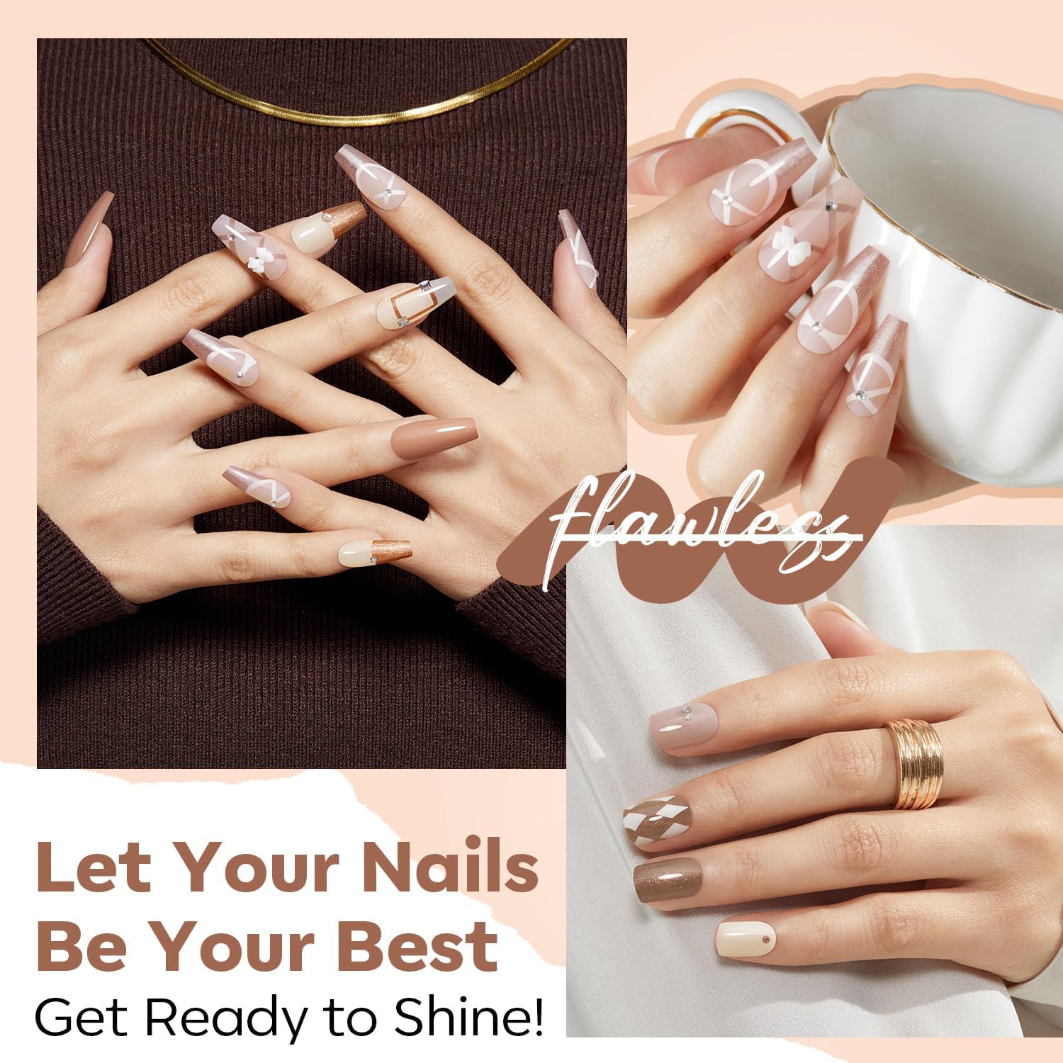 modelones Nail Polish Set 6 Colors, Milky White Brown Metallic Nude Bronze Quick Dry Mini Nail Lacquer Kit Shimmer Burnt Orange Copper Nail Art DIY Home Salon Manicure Gift for Women Girls - Image 3