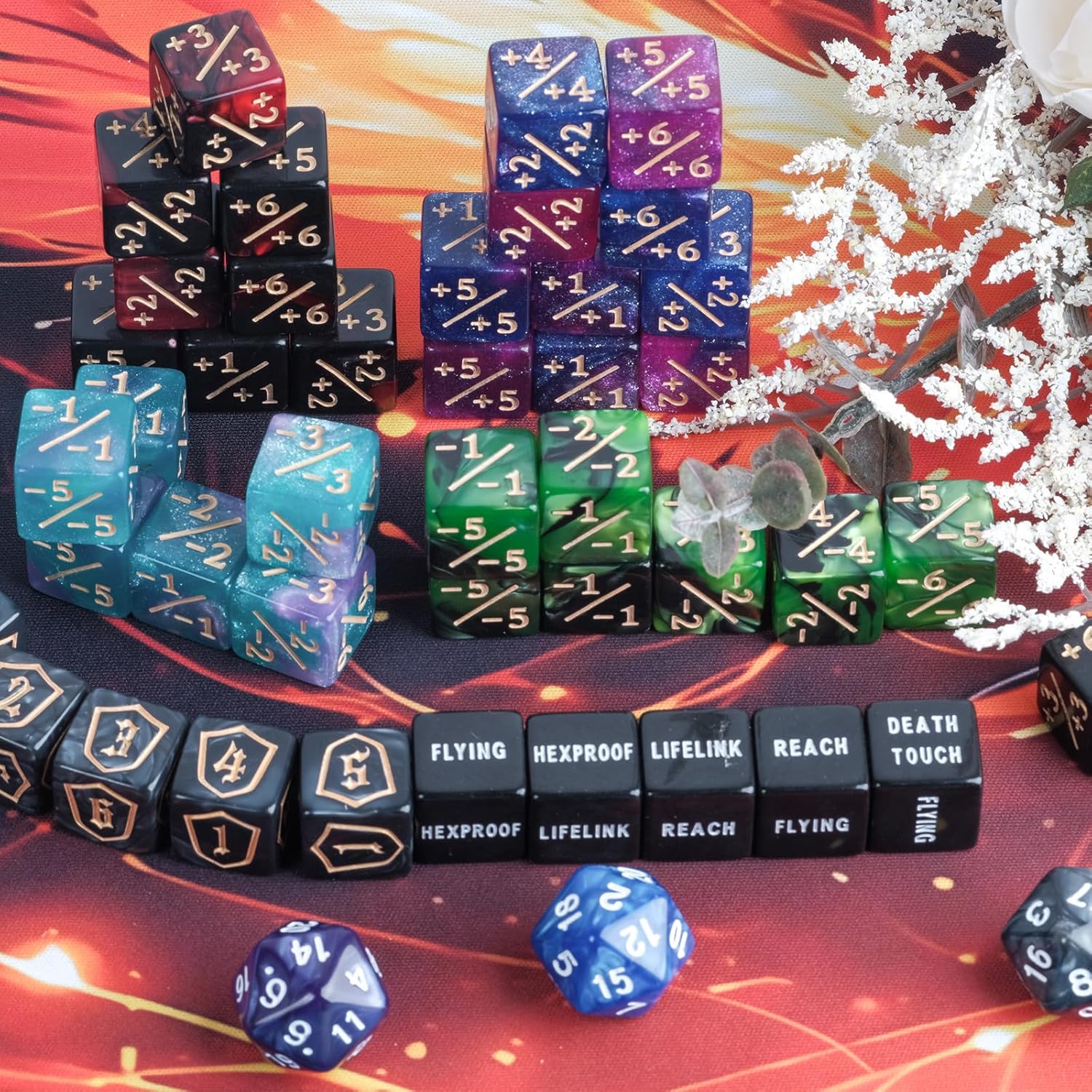 63 Piece MTG Dice Counters Set with Ability Keyword and Life Counters for Tabletop Games - Image 5