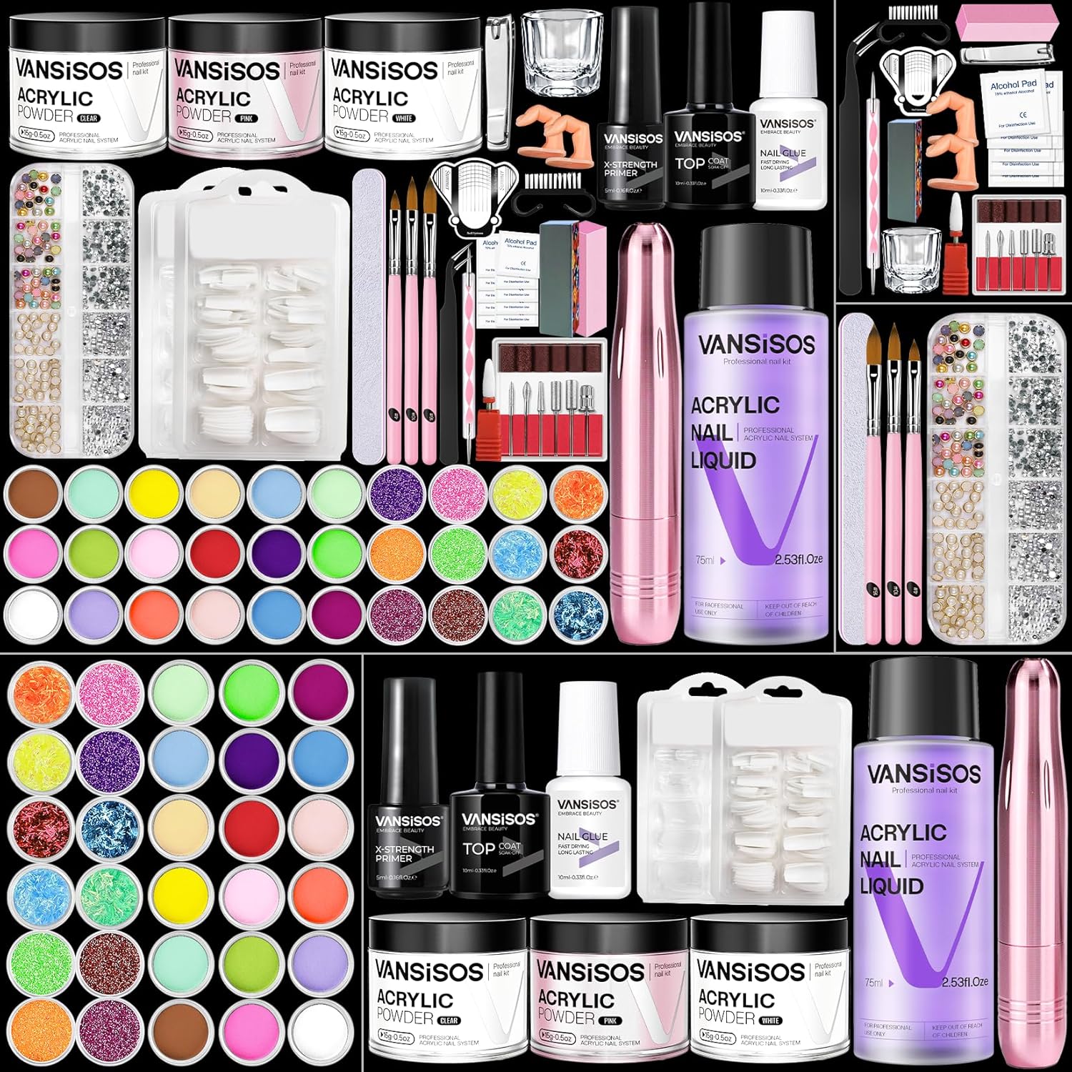 Acrylic Nail Kit for Beginners with Everything: Professional Nail Kit with Drill and Acrylic Powder Liquid Set Decoration Supplies Manicure DIY Salon Women Christmas Gift