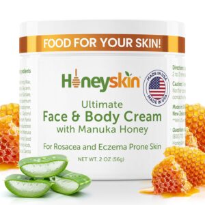 Hydrating Face Moisturizer & Body Cream with Manuka Honey Cream - Organic Face Moisturizer with Honey for Extremely Dry Skin - for Dry & Itchy Skin, Rosacea & Eczema Prone Skin 2oz