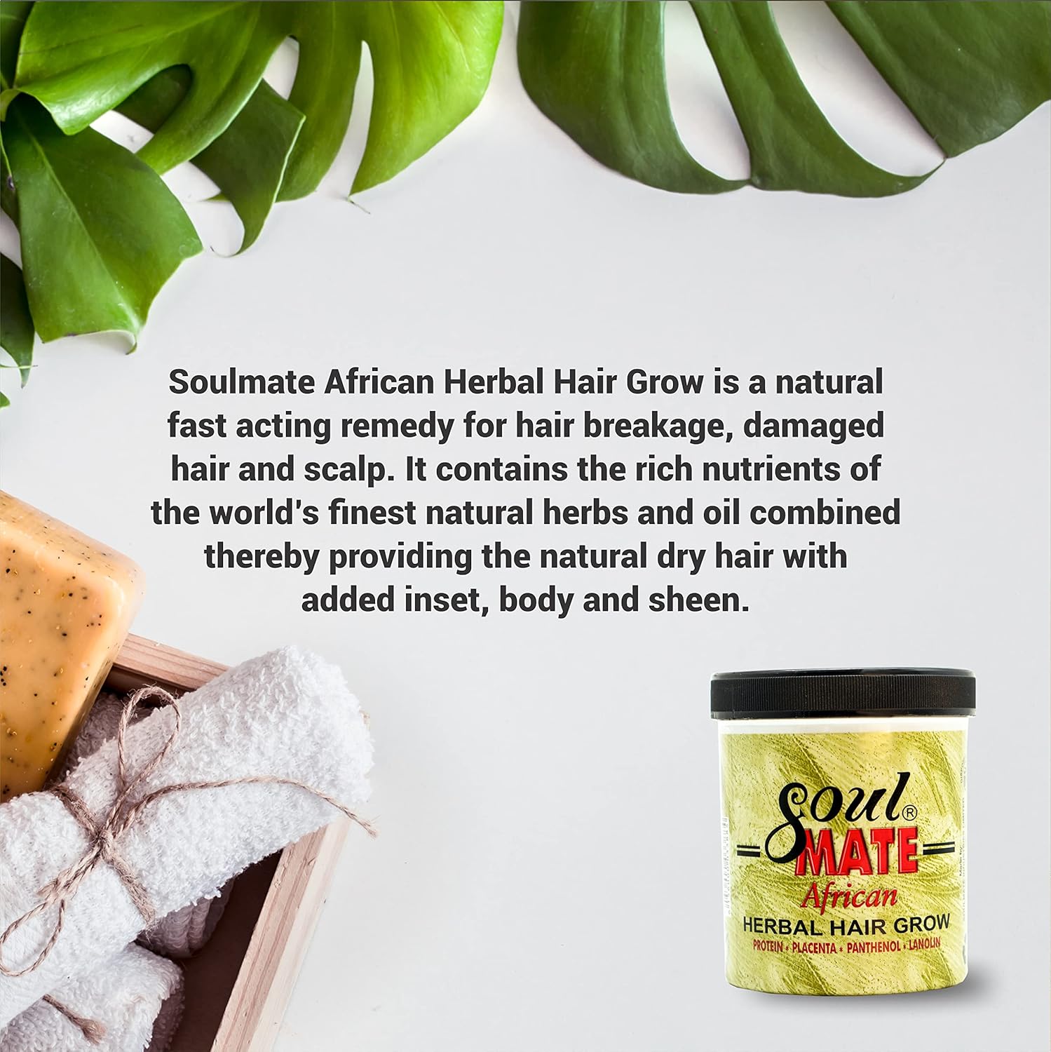 Soulmate African Herbal Hair Grow Cream 12.5 oz | Moisturizing Cream with Jojoba Oil for Smooth & Shiny Hair | Pure Remedy for Scalp Thinning, & Breakage | Natural Conditioner for All Hair Types - Image 7