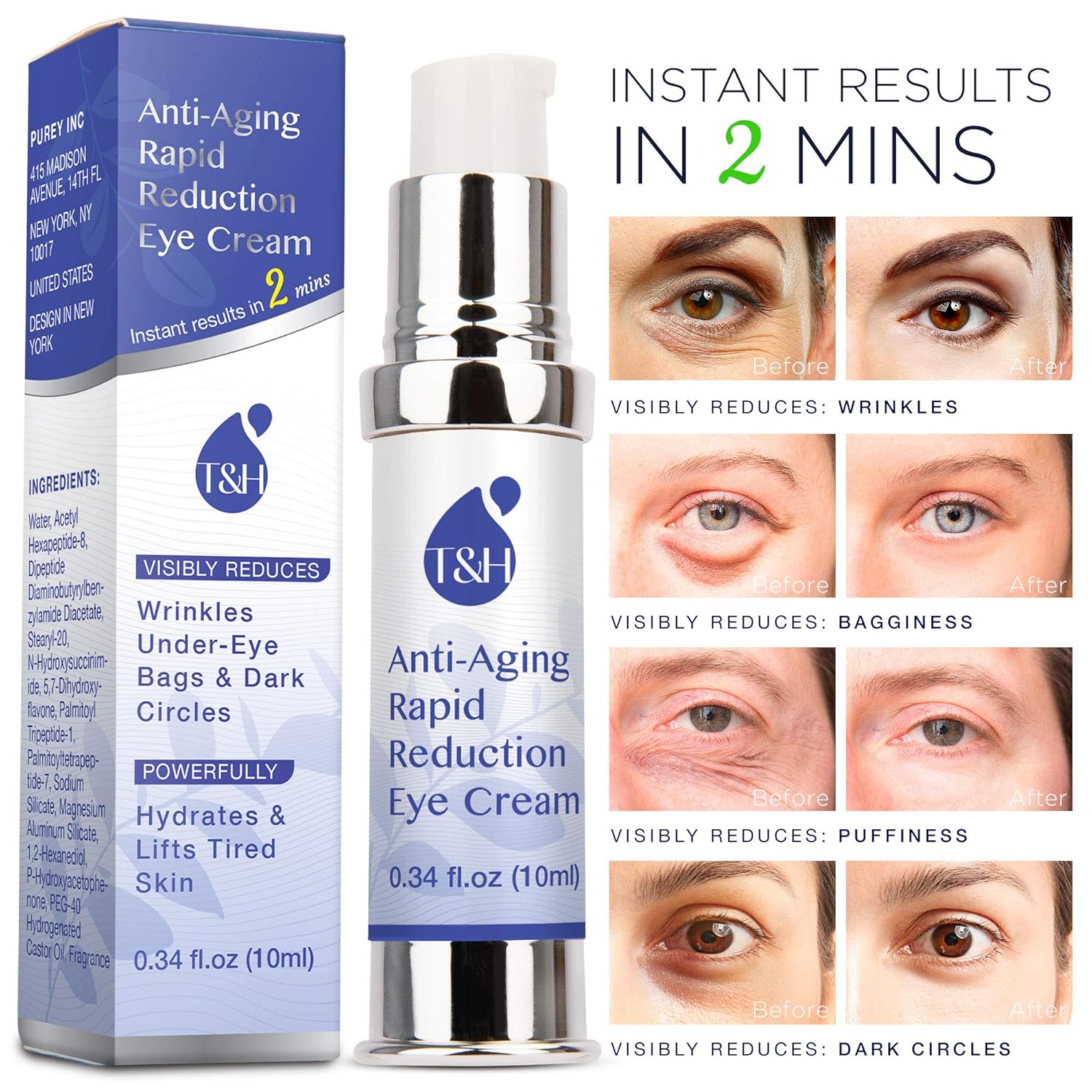 TEREZ & HONOR Fast-Acting Under-Eye Cream, 0.34 fl. oz, Reduces Wrinkles and Dark Circles - Image 8