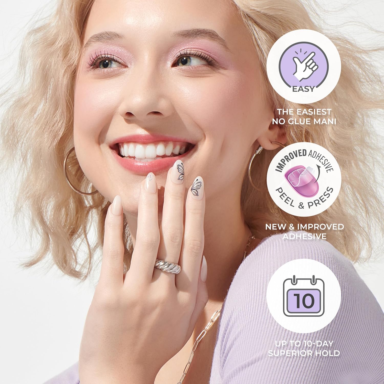 KISS imPRESS Press-On Manicure Fake Nails – Adore You, Short, Square, Red, Easy Press On, Chip Proof, Smudge Proof, Waterproof, No Dry Time, Comfortable & Secure, Super Hold Adhesive | 30 Count - Image 5