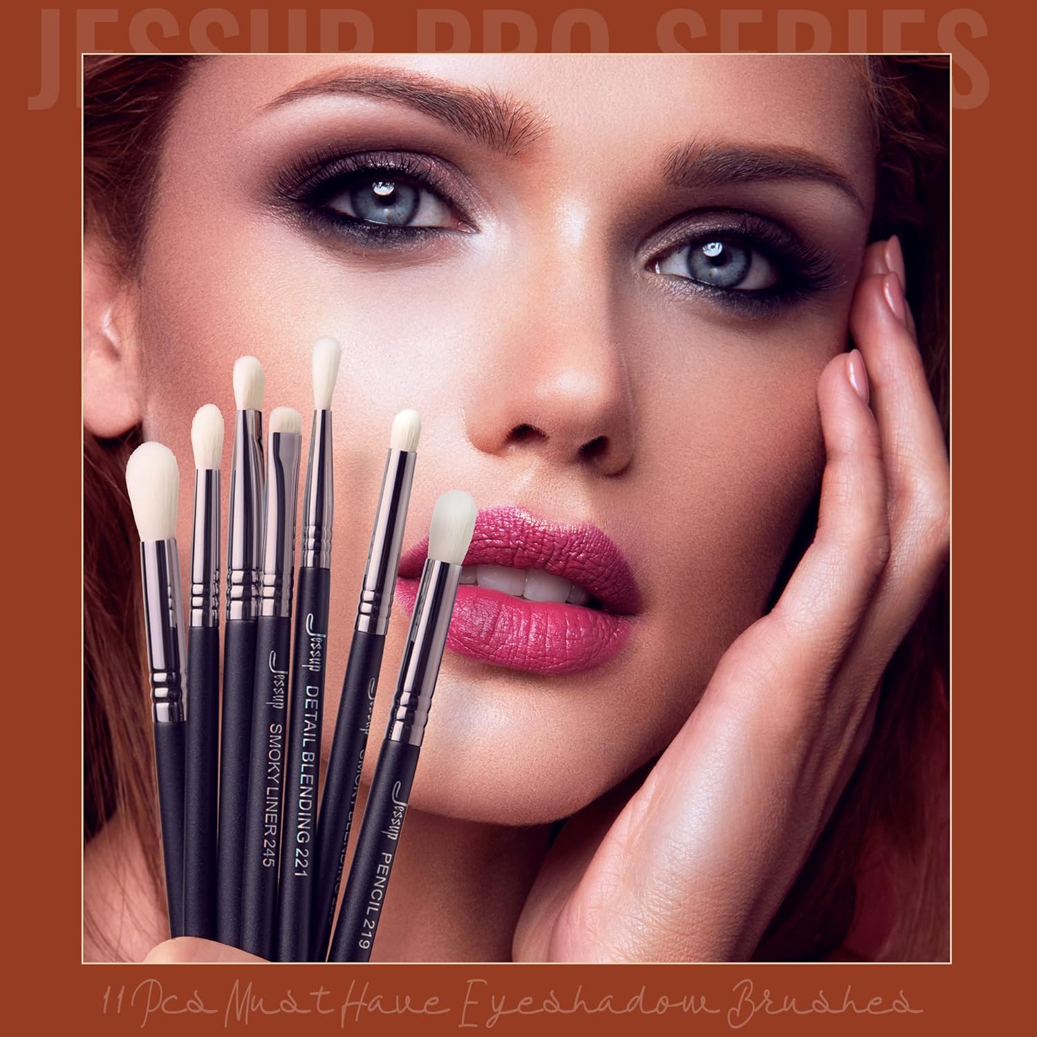 Jessup Eyeshadow Brush Set 11pcs Eye Makeup Brushes Set Professional Eye Shadow Brush Blending Brush Shader Crease Brush Black T340 - Image 2