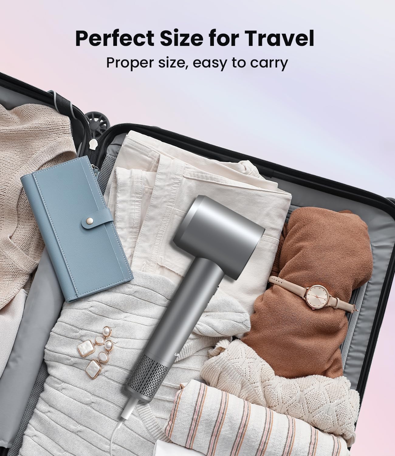 Hair Dryer: 150000 RPM Portable Professional High Speed Ionic Blow Dryer for Fast Drying, 500 Million Negative Ions Care & Heat Control & Low Noise with Magnetic Diffuser & Nozzle, 5 Temps & 3 Speeds - Image 7