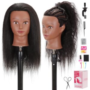 Mannequin Head with 100% Human Hair, Manikin Head Human Hair Cosmetology Doll Head for Hair Styling Hairdresser Practice Braiding with Table Clamp Stand and Tools (16 inch)