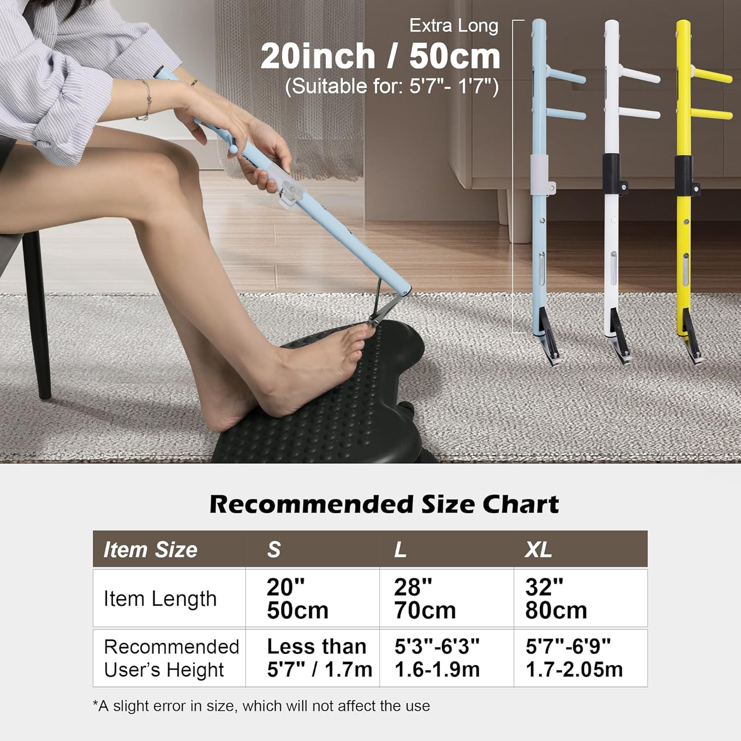 Long Handled Toenail Clippers, 4mm Wide Jaw Opening,for Seniors, Overweight, Obese, Pregnant and Waist Patients, No Need to Bending, Cutting Very Easily (Green, S-20'/50cm) - Image 2