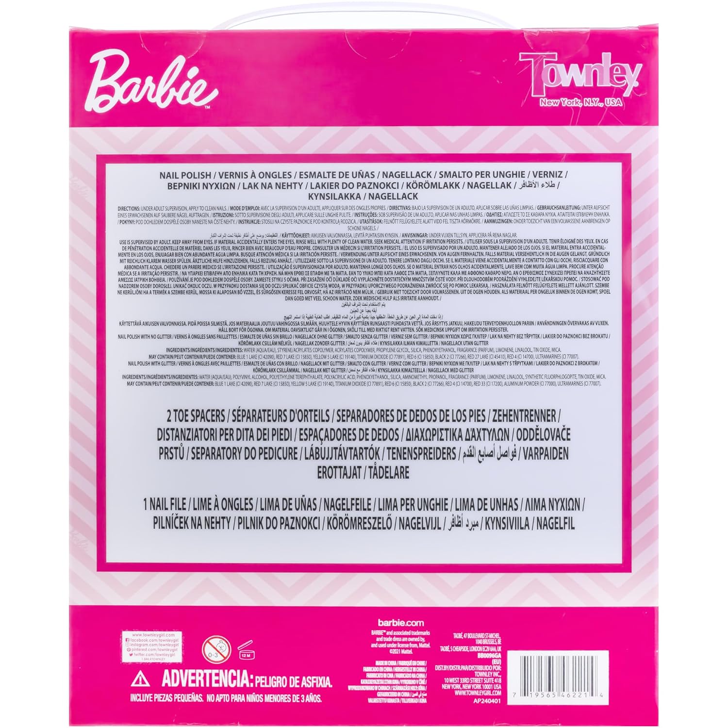 Barbie Movie 18 Piece Set Kids Water-Based Nail Polish Activity Makeup Set, Includes Nail Polish with Nail Gems Wheel and Nail File for Parties, Sleepovers and Makeovers, Townley Girl - Image 2