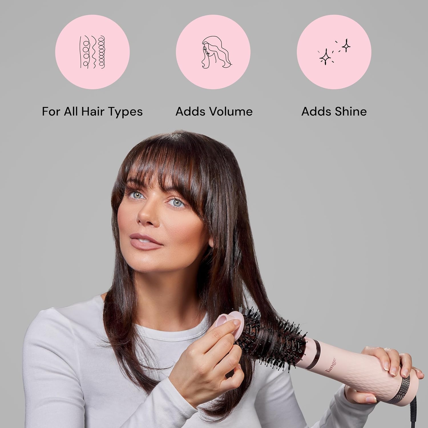 Lange Hair Multi Volume Series Hair Dryer Brush | Thermal Brush Blowout | Adjustable Settings Dual Voltage | Blow Dryer Volumizer | Lightweight Titanium Tool Travel Hair Care | (Blush - Oval 75mm) - Image 3