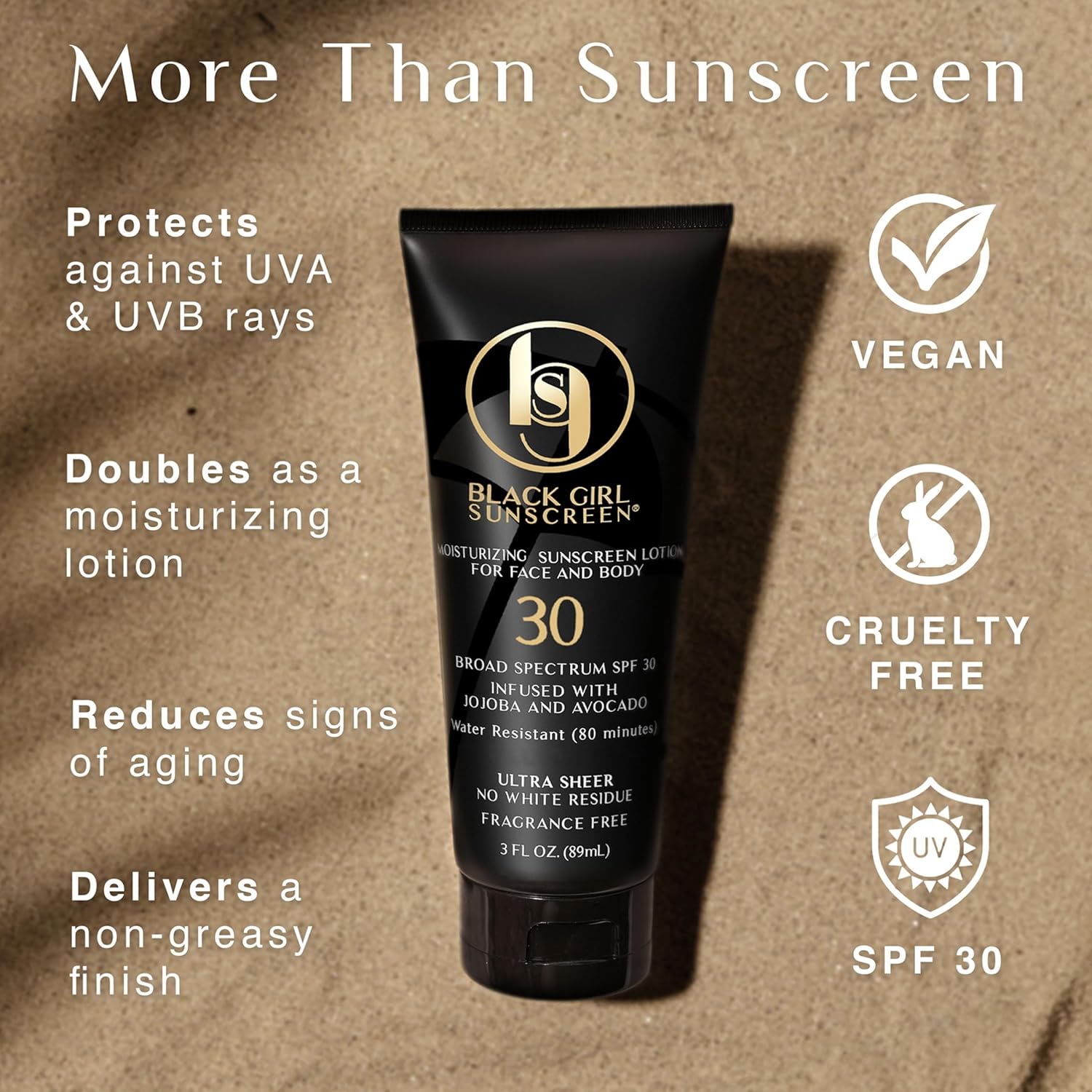 Face & Body Moisturizing Sunscreen Lotion SPF 30, No White-Residue for Melanin Rich Skin (2 Fl. Oz.) - Image 3