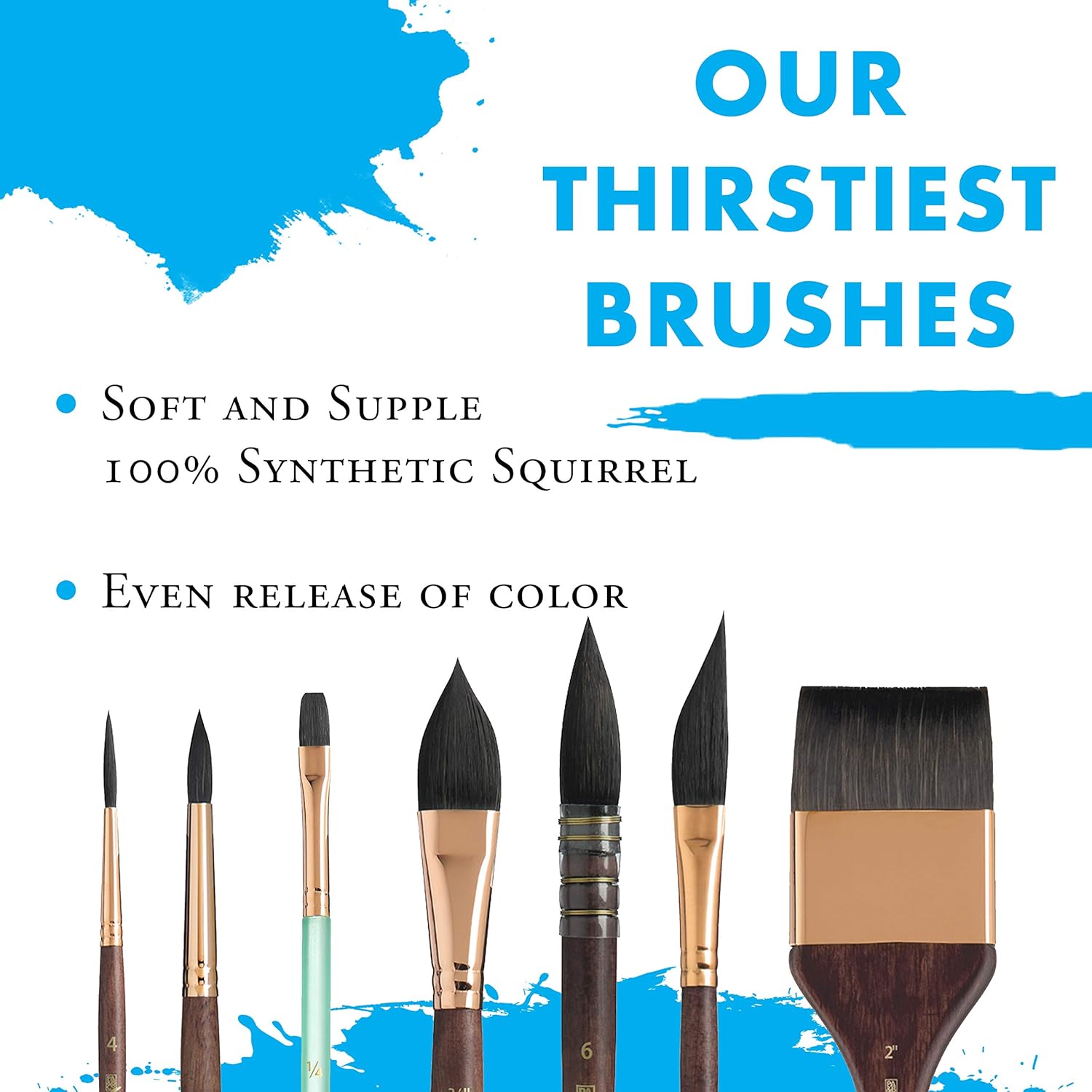 Princeton Artist Brush Neptune Series 4750 - 4-Piece Synthetic Squirrel Watercolor Paint Brush Set- Includes Aquarelle ¾” Oval Wash ½ & 2 Round Brushes Sizes 4 & 12 - Image 2