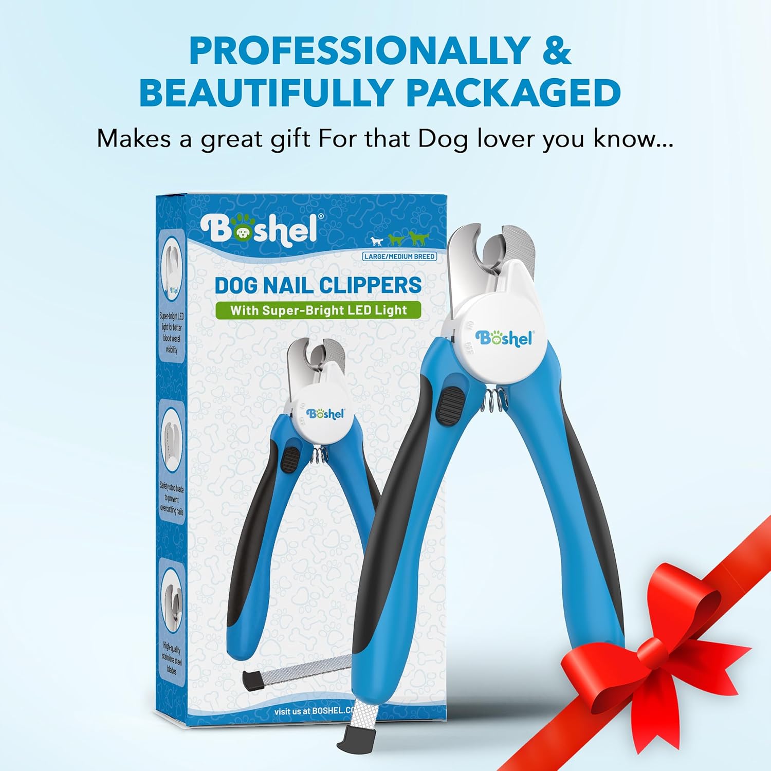 BOSHEL LED Large Dog Nail Clippers, Dog Nail Trimmers for Large Breed with Quick Sensor, Dogs Trimmer with Light & Safety Guard, Sharp Pet Nails Clipper, Pet Claw Clippers, Pets Toenail Cutter & File - Image 9