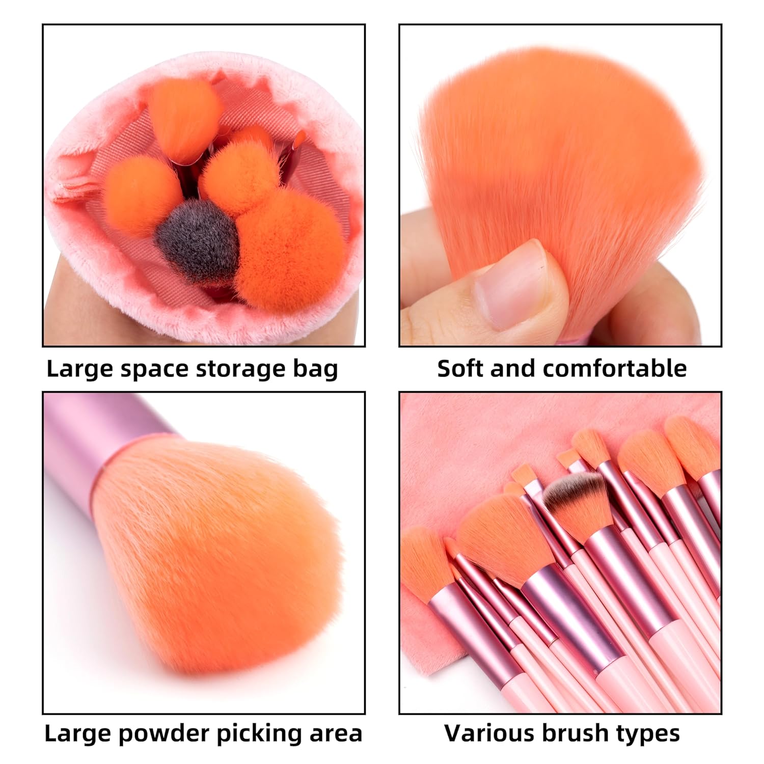 23 pcs Makeup Brushes Set with Beauty Blender, Foundation Brush Eyeshadow Concealers Powder Make Up Brushes, 4 pcs Boxed Makeup Sponges for Professional Makeup Kits (Middle Size, Pink) - Image 2
