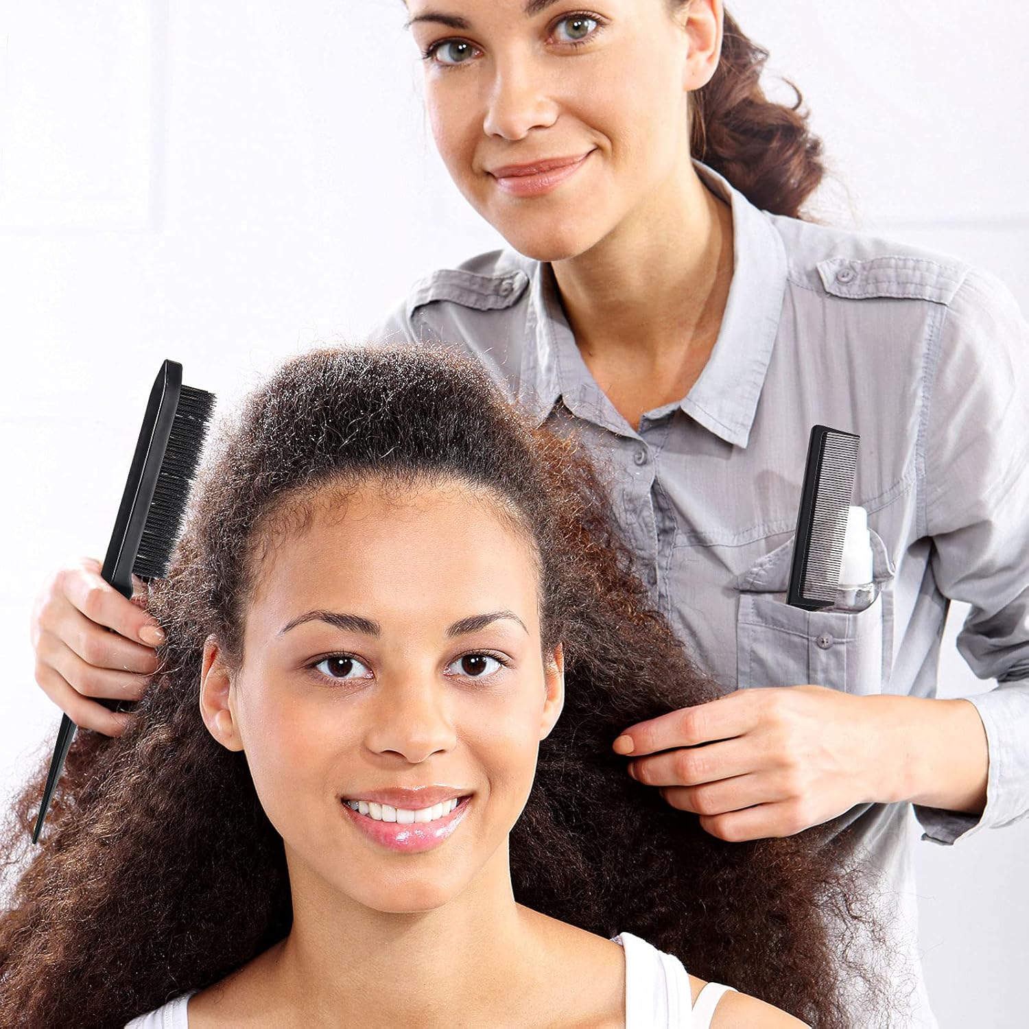 Geiserailie 3 Pcs Slick Back Hair Brush Set Bristle Brush Edge Control Teasing Comb for Women Black Hair(Black) - Image 5