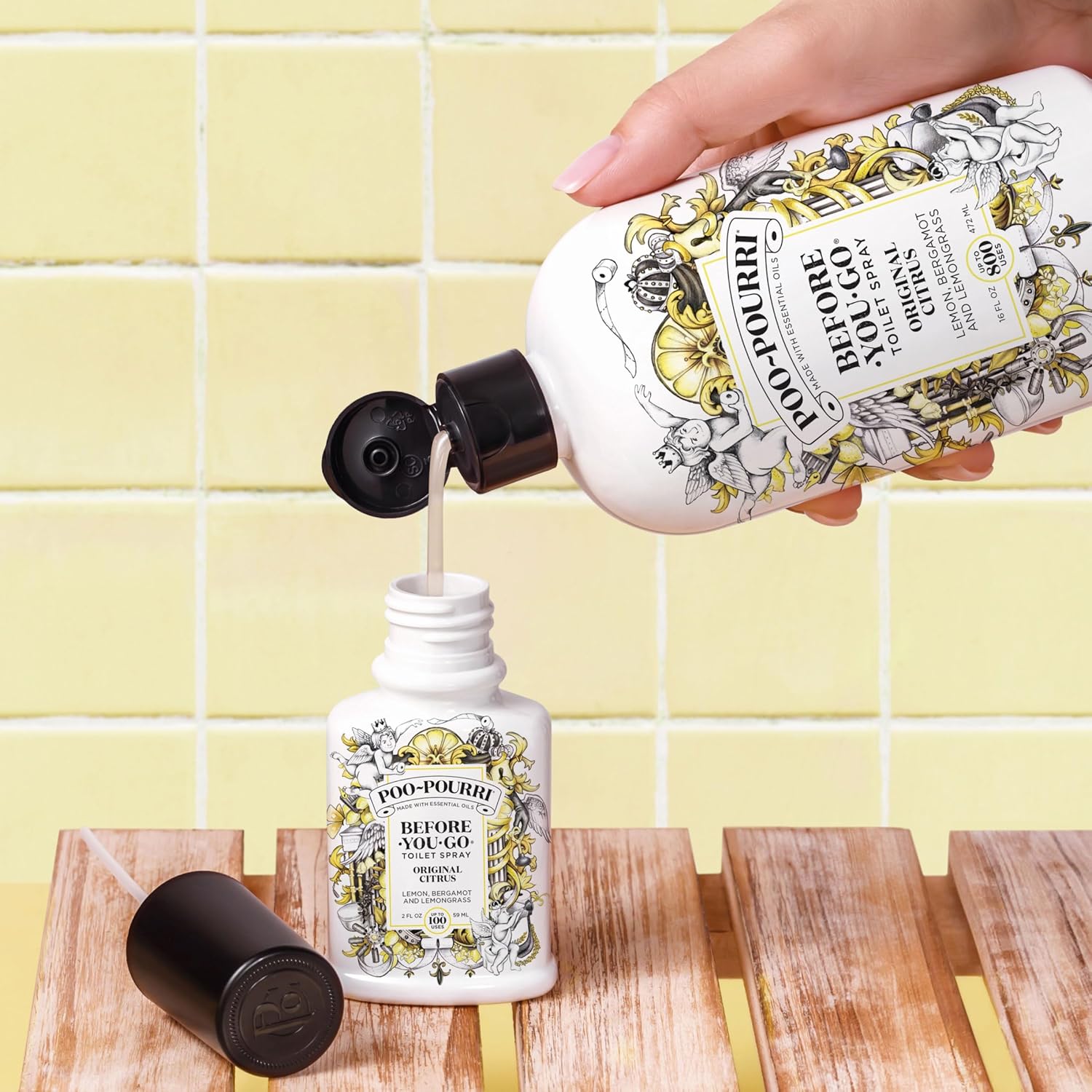 Poo-Pourri Original Citrus 2oz Before-You-Go Toilet Spray 2 Pack - Instantly Trap Bathroom Odor - Plant Based Ingredients & Essential Oils - No synthetic fragrance - Lemon, Bergamot & Lemongrass Scent - Image 12