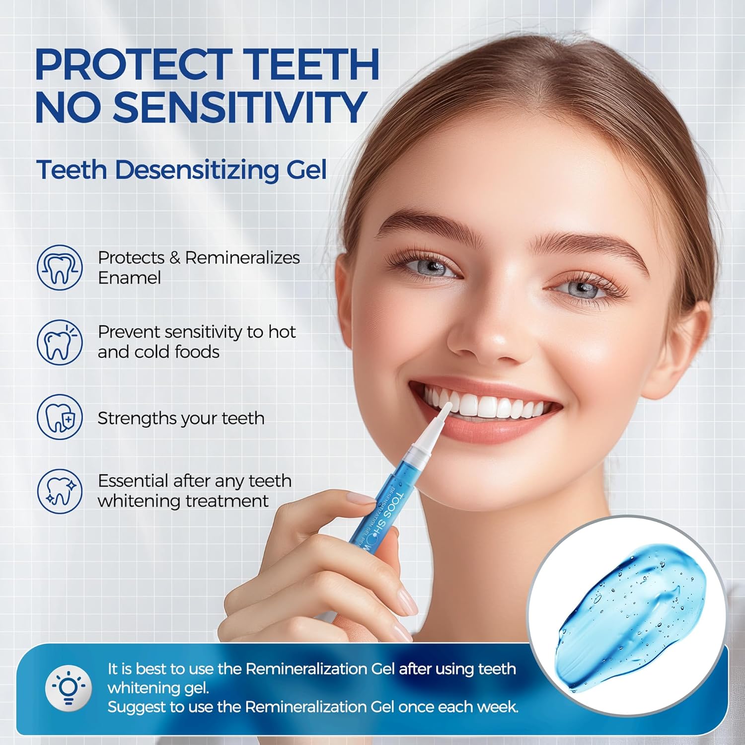 Gentle LED Teeth Whitening Kit for Sensitive Gums with Whitening Strips and Remineralization Pen - Image 4
