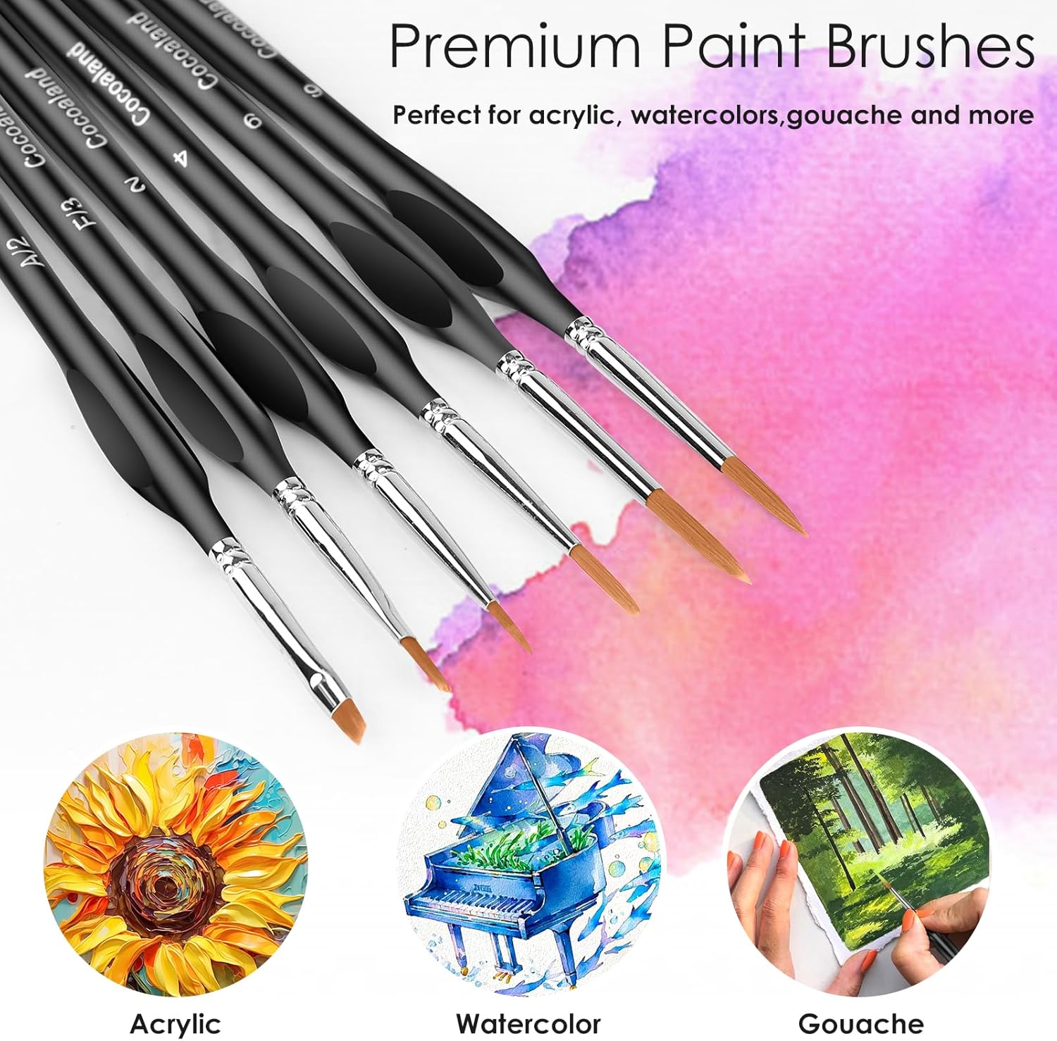 Miniature Paint Brushes,15Pcs Small Fine Tip Paintbrushes, Micro Detail Paint Brush Set, Triangular Grip Handles Art Brushes Perfect for Acrylic, Watercolor, Oil, Craft, Models(Black) - Image 5