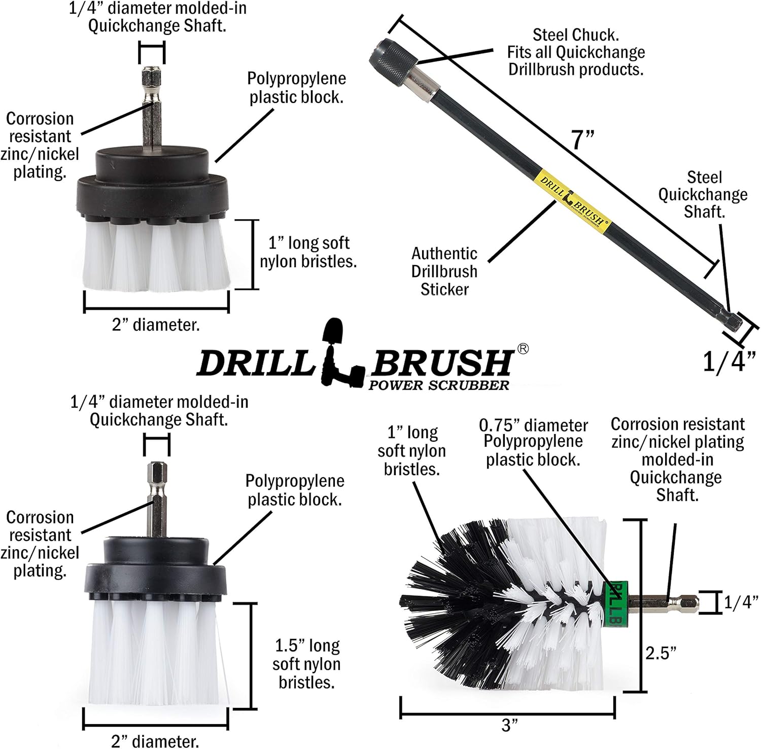 Drill Brush Ultimate Automotive Cleaning Kit with Extension - Truck Accessories - Glass, Upholstery, Seats, Window, Interior, Wheel, Carpet Cleaner - Car Mats - Spin Brush - Motorcycle Accessories - Image 5