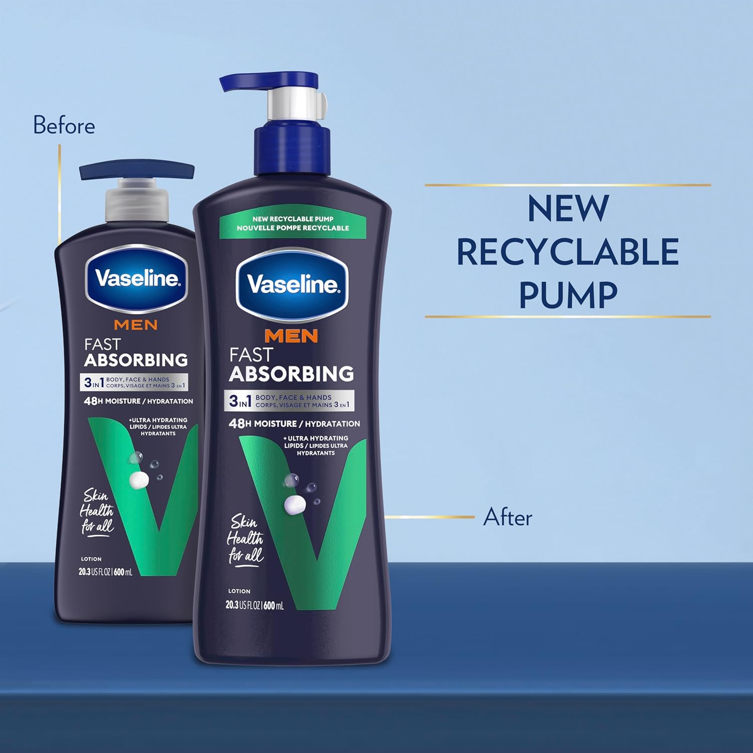 Vaseline Men's Healing Moisture Hand & Body Lotion For Dry or Cracked Skin Fast Absorbing Non-Greasy Lotion for Men 20.3 oz, Pack of 3 - Image 3
