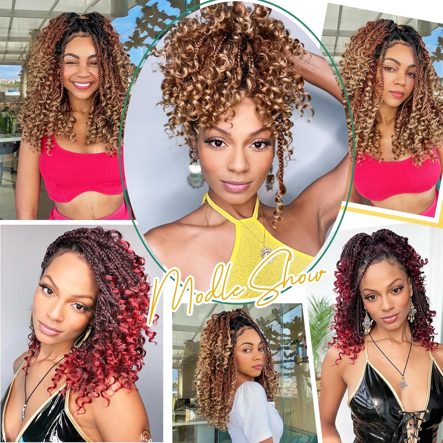 Karida 9 Packs Goddess Box Braids Crochet Hair 12 inch, Crochet Braids With Curly Ends, Pre-Looped Boho Box Braids Crochet Hair For Black Women (12 Inch, 1B/30/27#) - Image 6