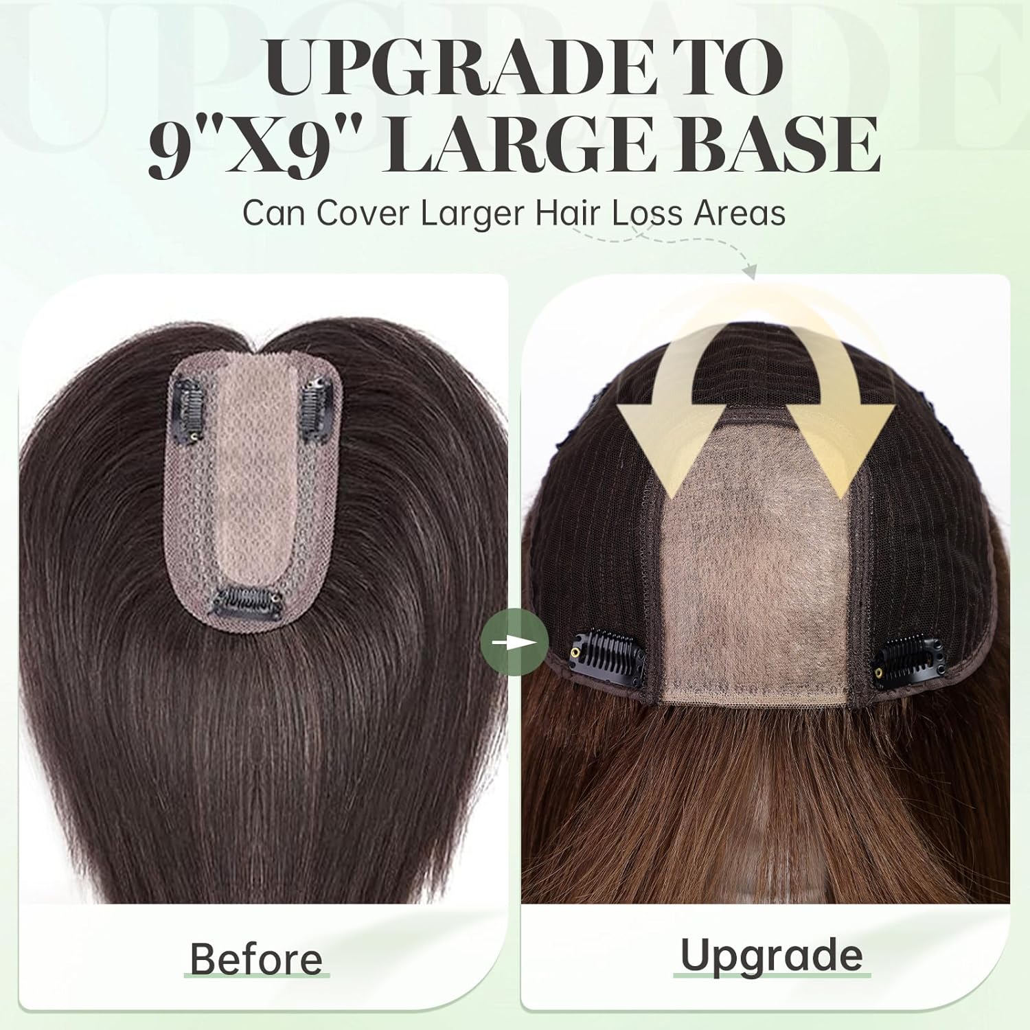 Starluck 16 inch Women's Honey Brown Real Human Hair Toppers with Bangs - 9*9 Large Base, Adds Volume, Covers Grey Hair Roots - Image 4