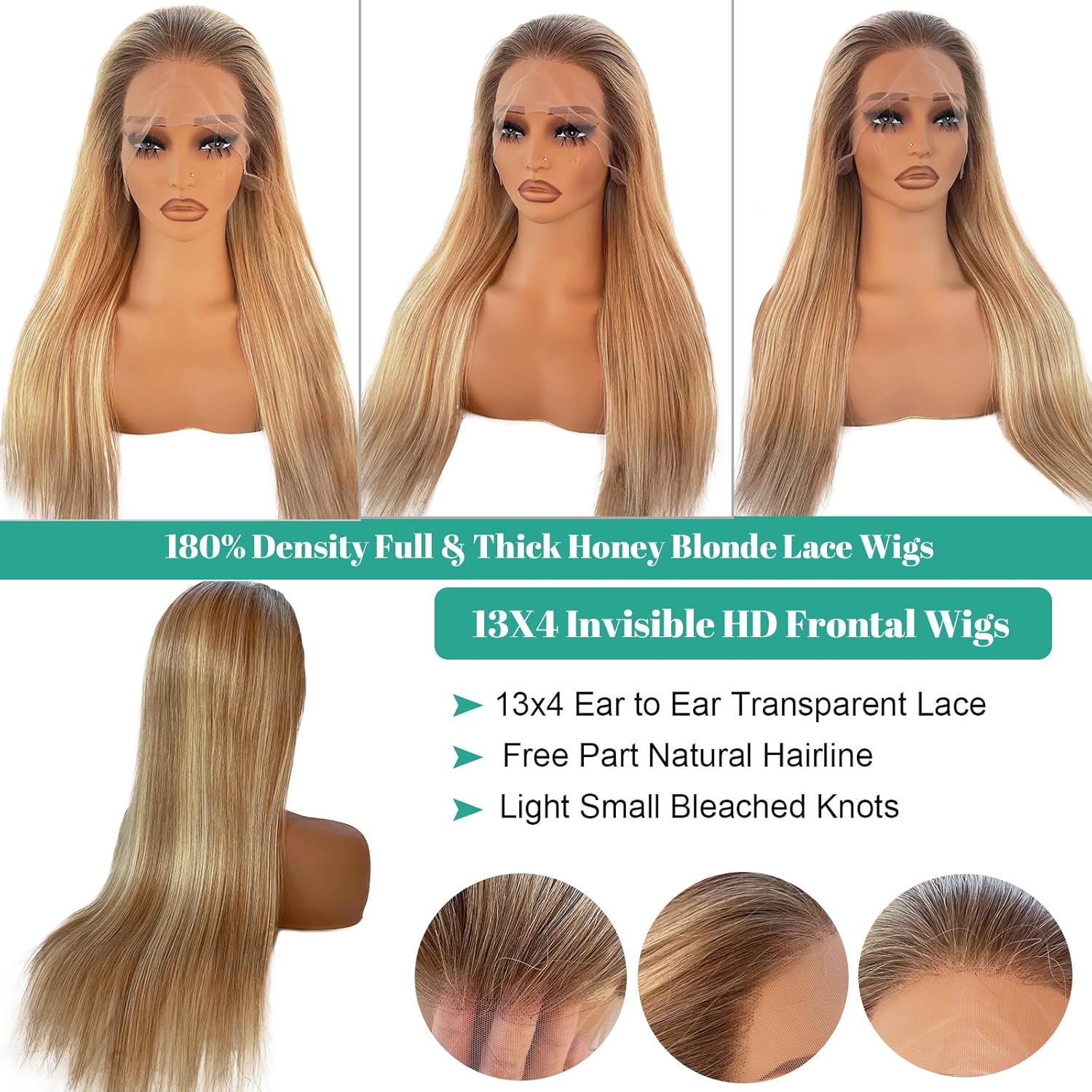 Munx Ombre Ash Blonde Lace Front Wig, 13x4 HD Transparent Lace, 180% Density, Glueless, Human Hair, Medium Size, Women's Wigs - Image 2