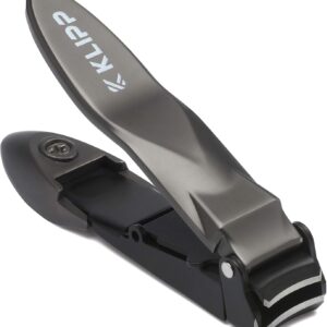 Nail Clippers for Men with Catcher - KLIPP Heavy Duty Razor-Sharp Self-Collecting Nail Cutter, Ergonomic Lever for Fingernails & Toenails, Ideal Gift for Men & Grooming Gifts Includes Ziplock Pouch