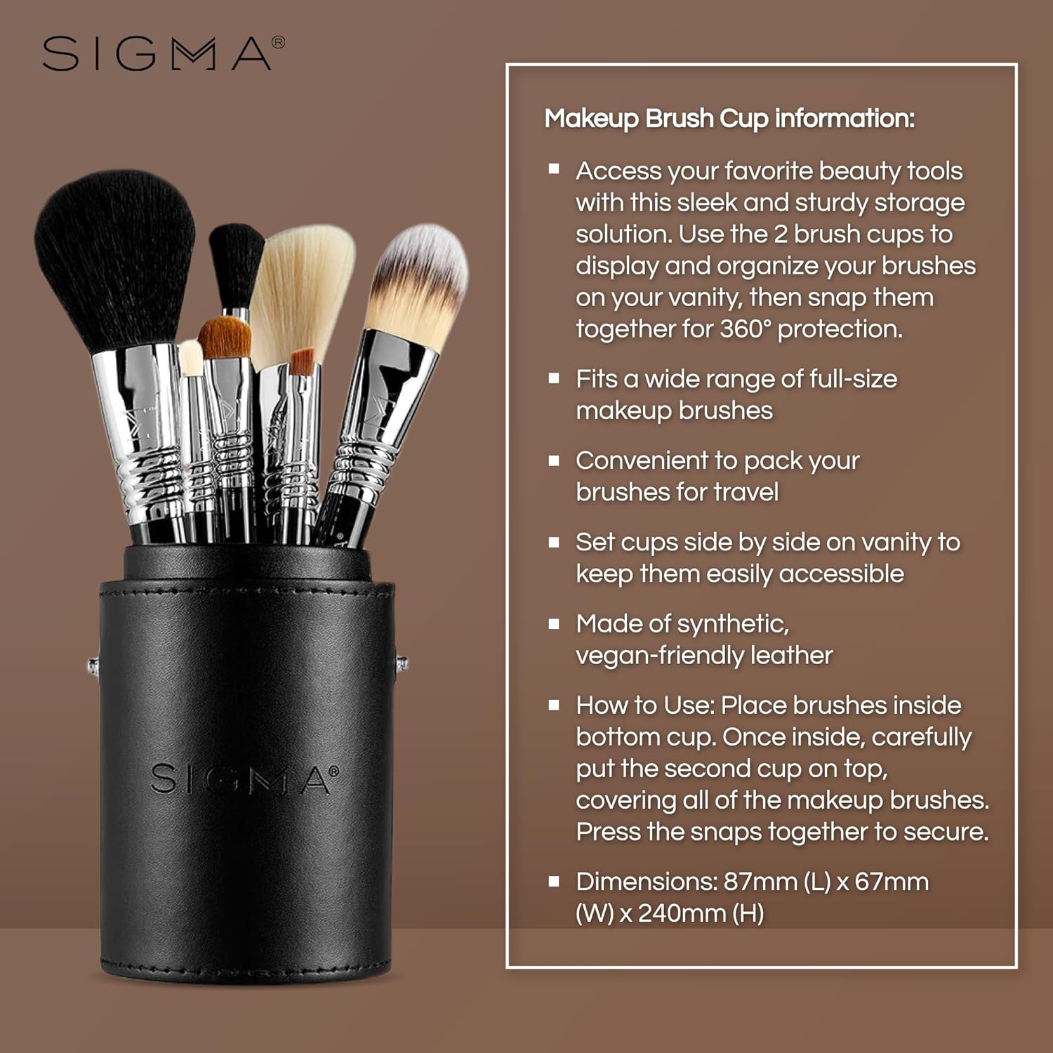 Sigma Beauty Makeup Brush Set – 7-Piece Travel Makeup Brushes for Flawless Application of Foundation Makeup, Blending, Contour, Eyeshadow & Brow Makeup – Compact & Stylish Carrying Case (8 pcs) - Image 5