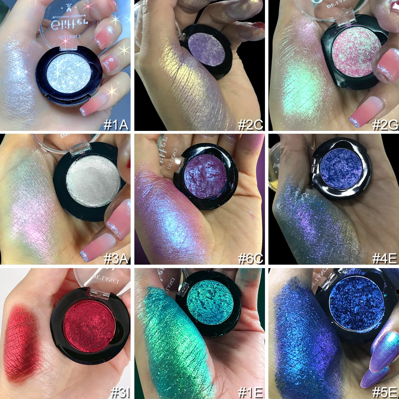 Afflano Single Green Eyeshadow - Shimmery, Highly Pigmented Multichrome, Color Changing Forest Green Glitter, Holographic Chrome Eye Shadow - Image 6
