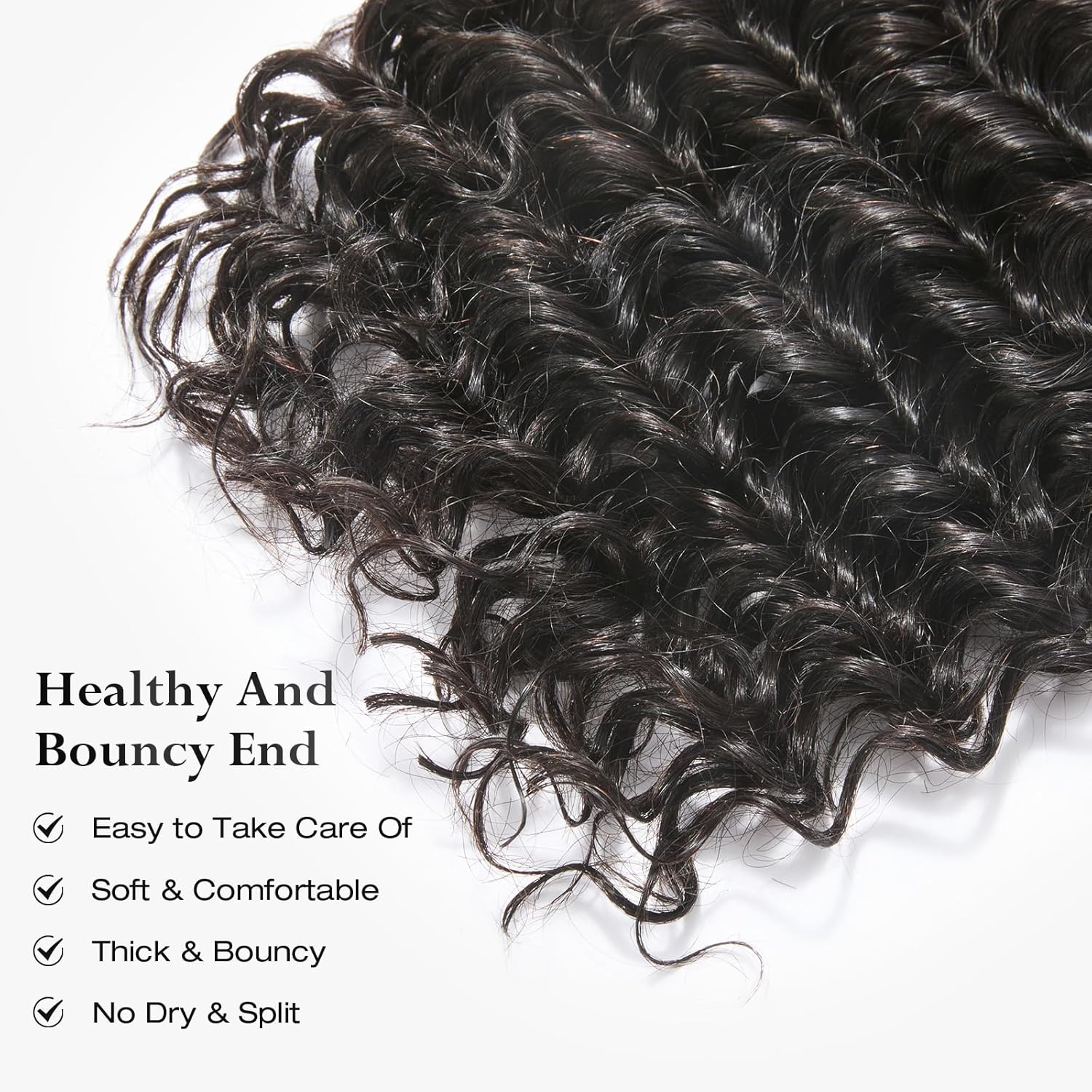 ASHINE Human Hair Bundles Deep Wave Unprocessed Cambodian Raw Hair 16 18 20 Inch, Flip Over Quick Weave Wet and Wave Bundles for Women Natural Black - Image 4