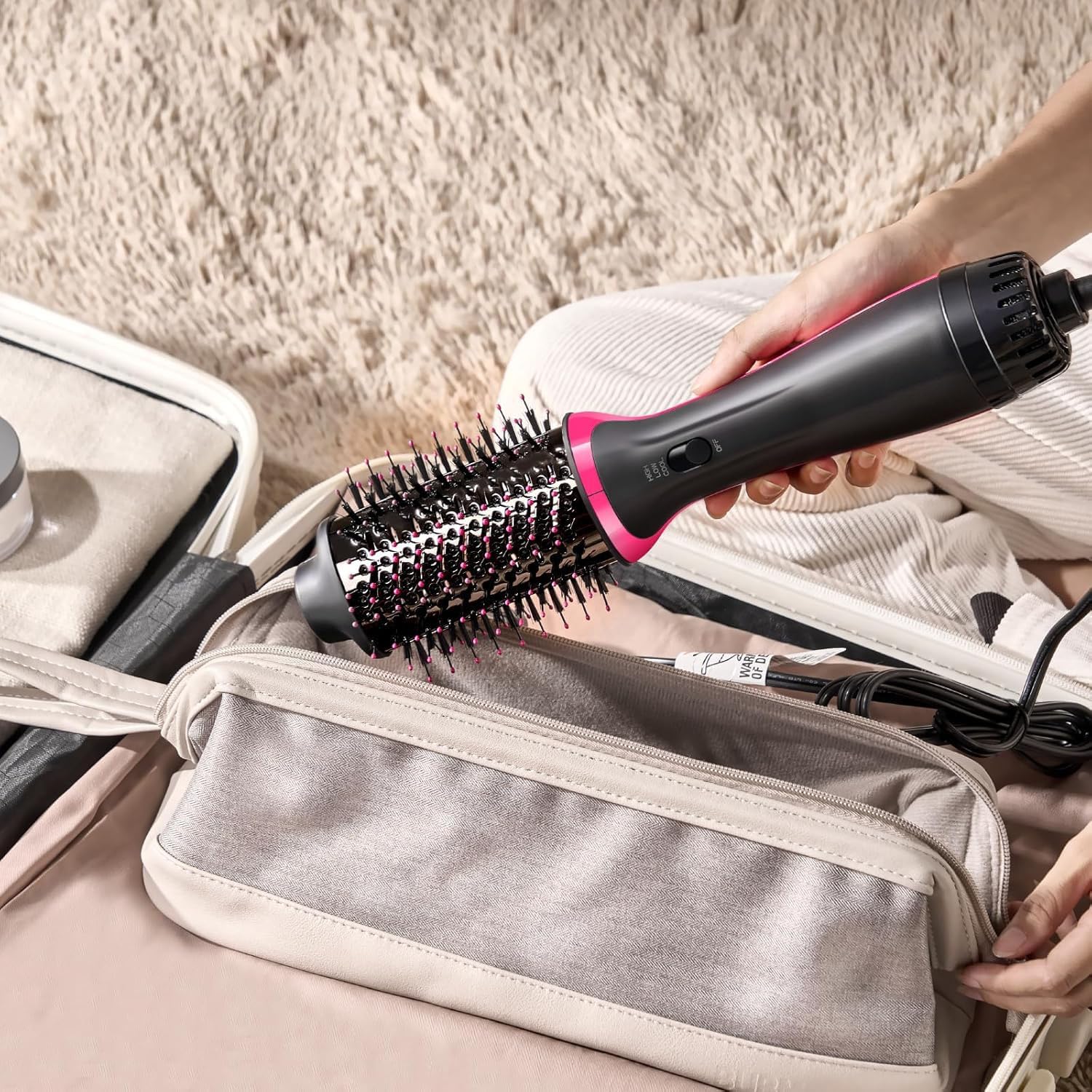 Dual Voltage Hair Dryer Brush for European Travel, 120V - 240V One Step Hair Dryer and Styler Volumizer, Professional Blow Dryer Brush with Negative Ion Anti-frizz for Drying, Straightening, Salon - Image 9