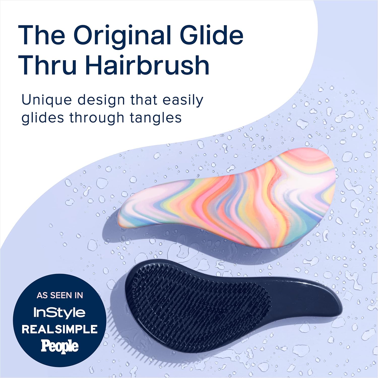 Crave Naturals Glide Thru Hair Brush - Detangler Brush for Curly, Straight, Wet or Dry Hair - Gentle Detangling Brushes for Adults, Kids, Toddlers - Hair Accessories for Women - 7.5x3 Soft Hazy Swirl - Image 2