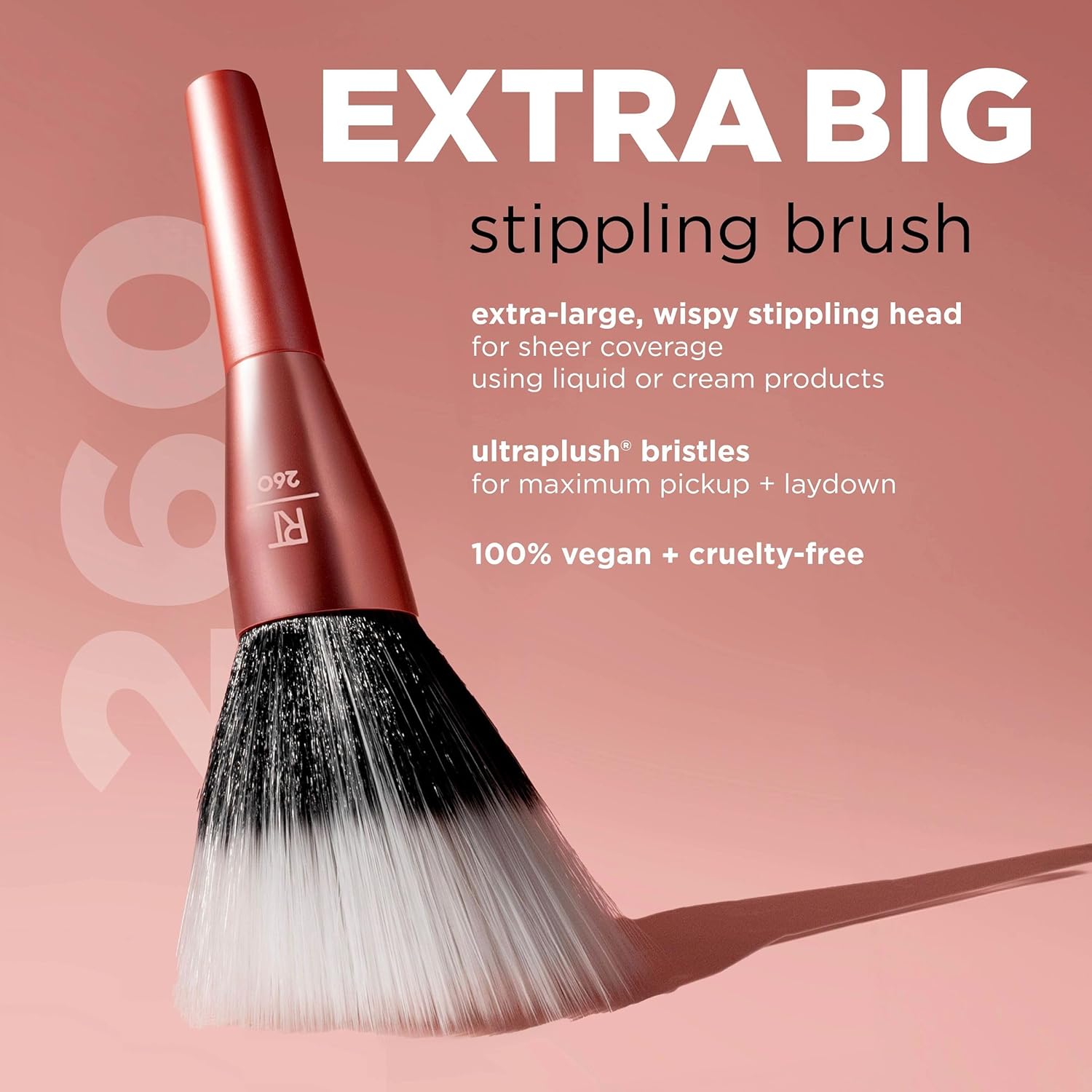 Real Techniques Extra Big Stippling Brush, Large Makeup Brush for Liquid & Cream Foundation, BB/CC Cream, Skin Tints, XL Oversized Brush, Cruelty-Free, Synthetic Bristles, 1 Count - Image 4