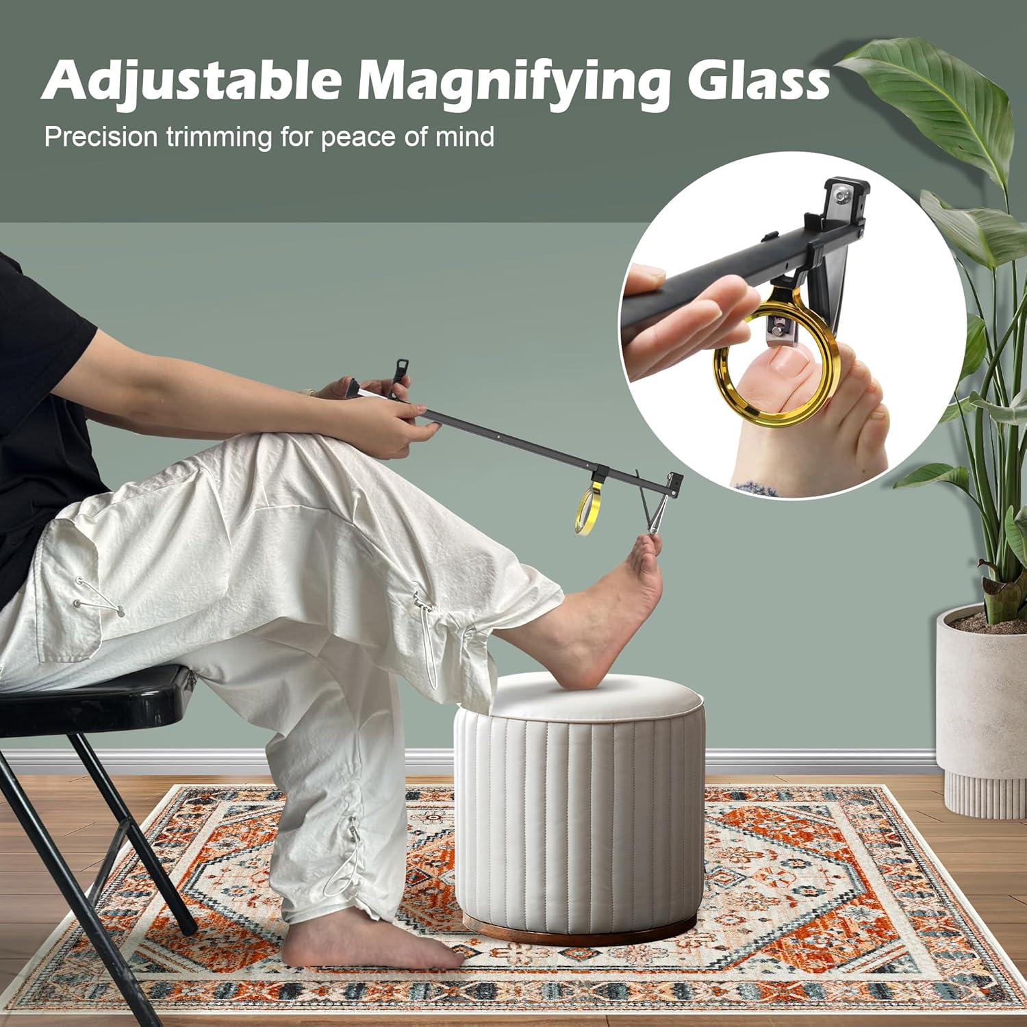 Long Handle Toenail Clippers with Magnifier -Wide Jaw & Ergonomic Design for Seniors, Arthritis & Limited Mobility | Heavy-Duty, No-Bend Trimming(40cm, Black) - Image 3