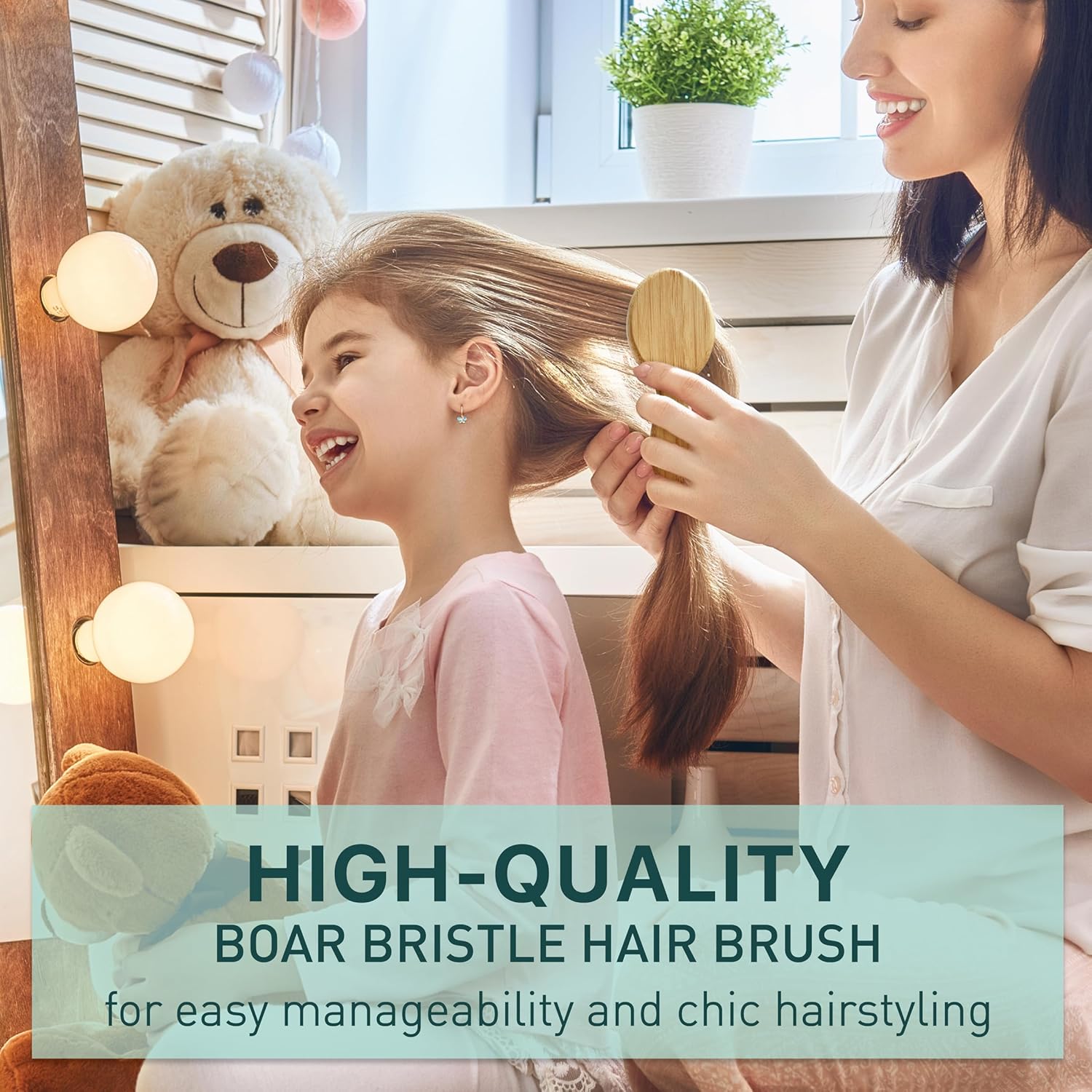 Natural Boar Bristle Hair Brush and Mini Brush Set, All Hair Types, Travel Size - Image 7