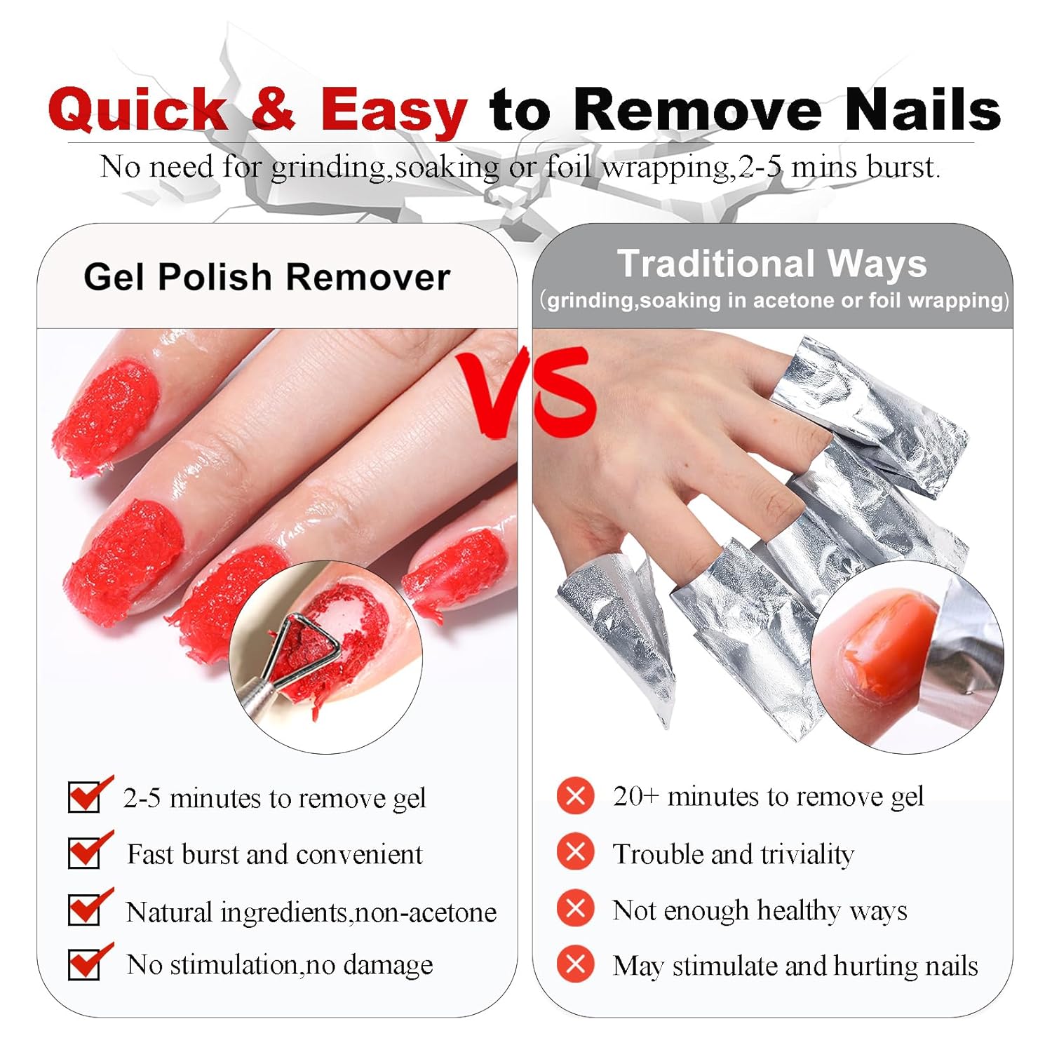 Gel Nail Polish Remover, Gel Remover Kit with Liquid Latex for Nails, No Need to Wrap or Soak, Removes Nail Polish in 2-5 Minutes, Acetone Free, Not Damage to Nails, with Manicure Tools - Image 6