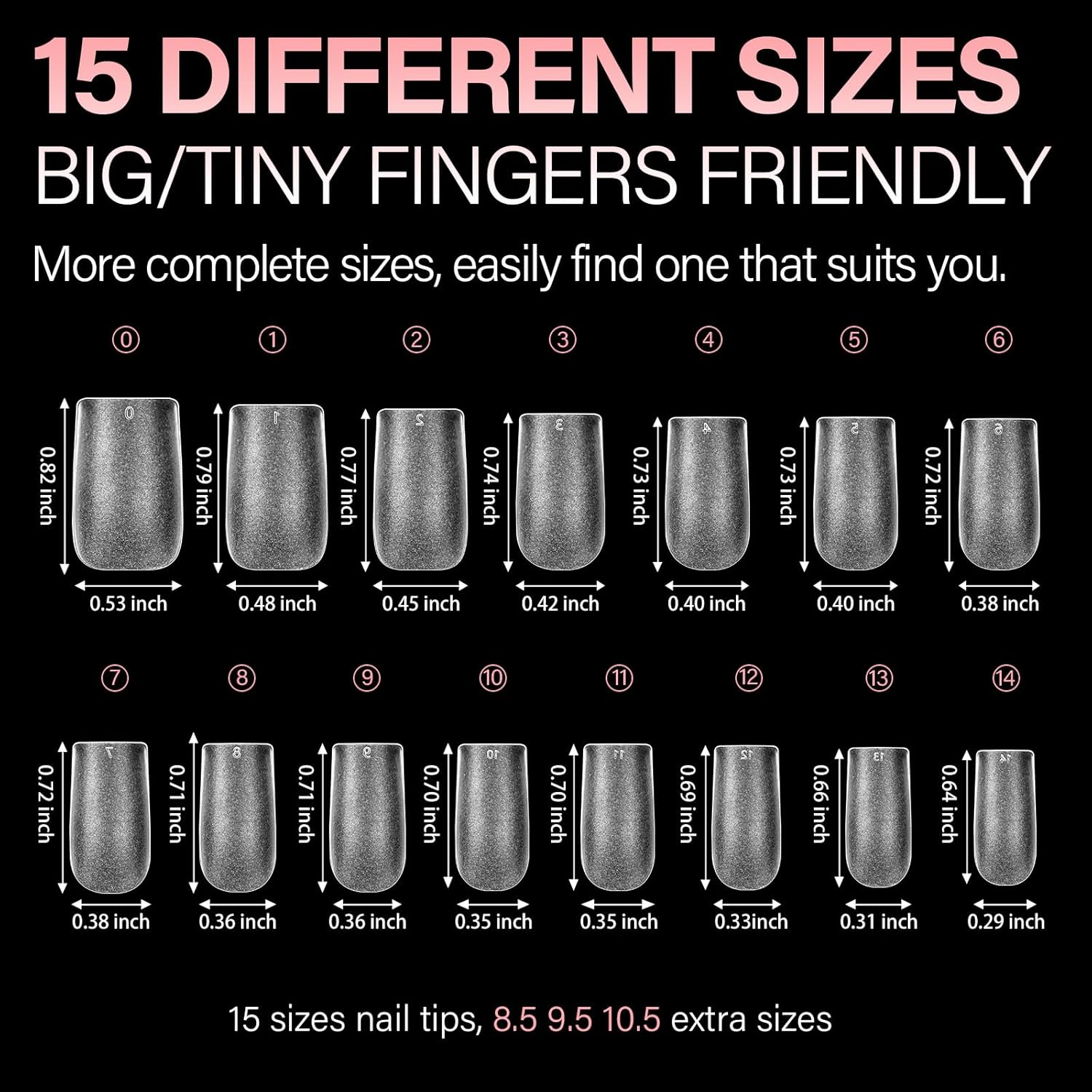 AILLSA Short Square Nail Tips 15 Sizes 240pcs Full Cover Gel Tips Double Matte No Need Base Coat Fake Soft Nail Tips for Press On Nail Extension - Image 3