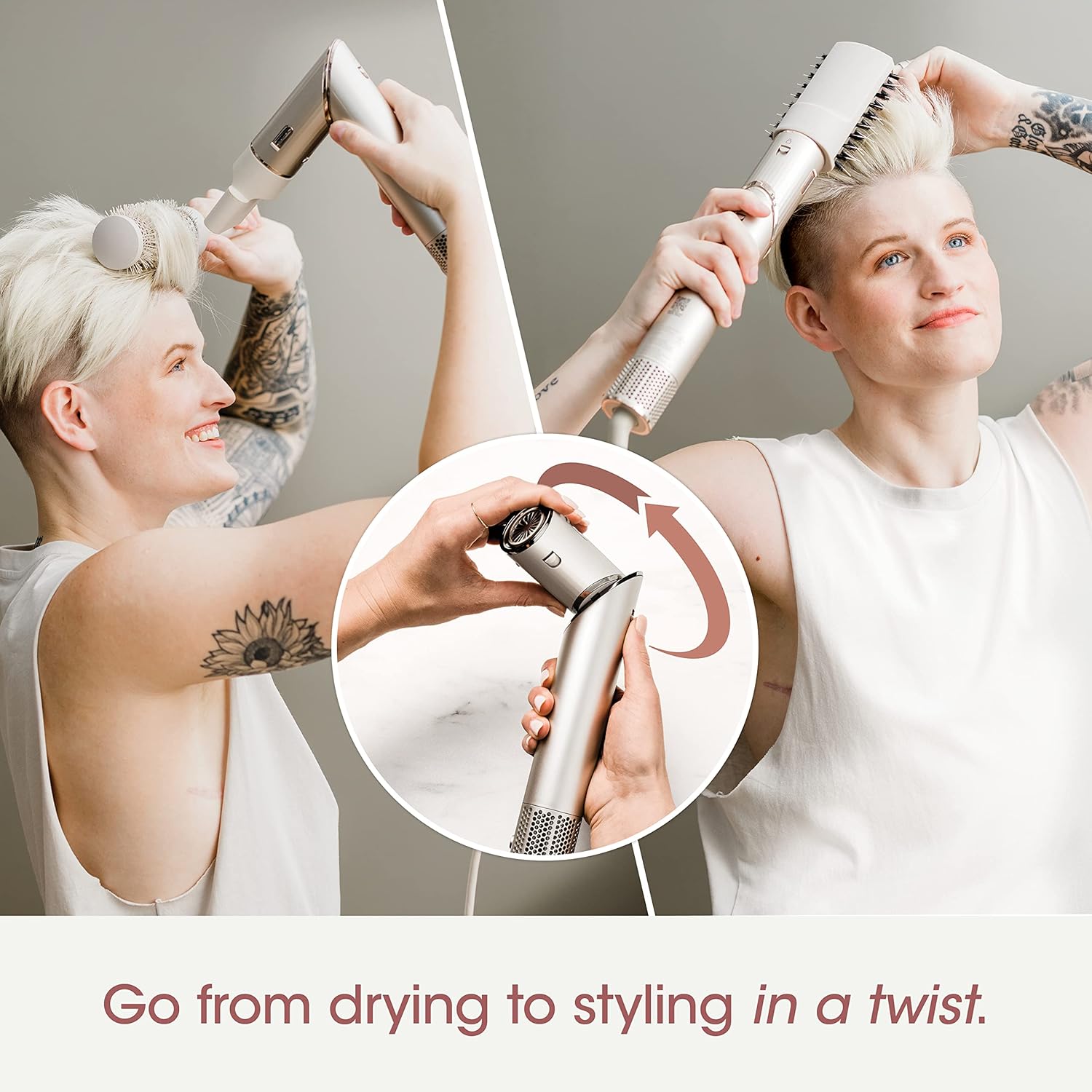 Shark HD430REF (Refurbished) FlexStyle Air Styling & Drying System, Powerful Hair Dryer Brush & Multi-Styler with Auto-Wrap Curlers, Paddle Brush, Oval Brush, Concentrator Attachment, Stone (Renewed) - Image 3
