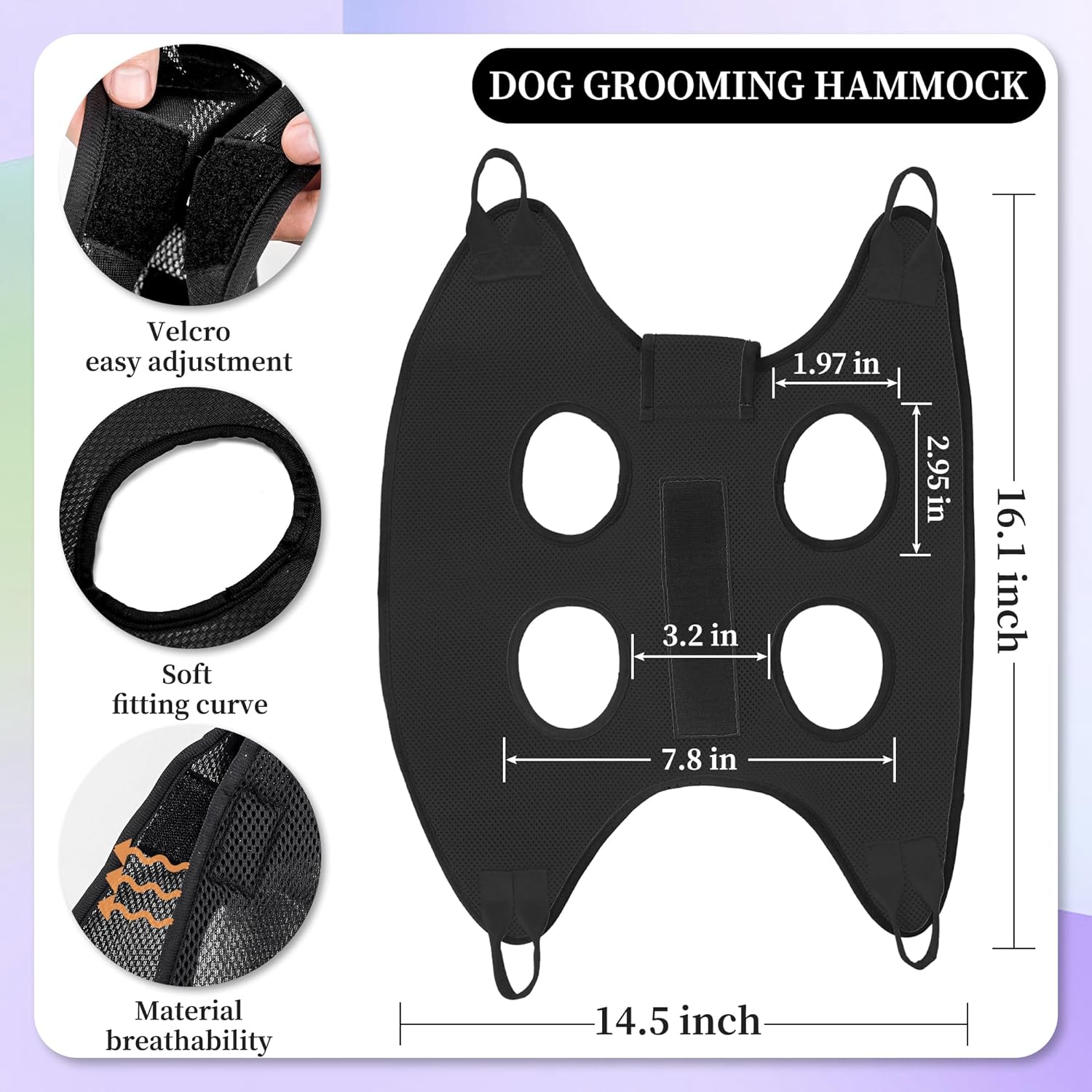 PatiencET Cat Grooming Hammock Pet Hammock Cat Nail Clipper Hammock for Nail Trimming Dog Sling for Nail Clipping Dog Hanging Harness (Black XS) - Image 2