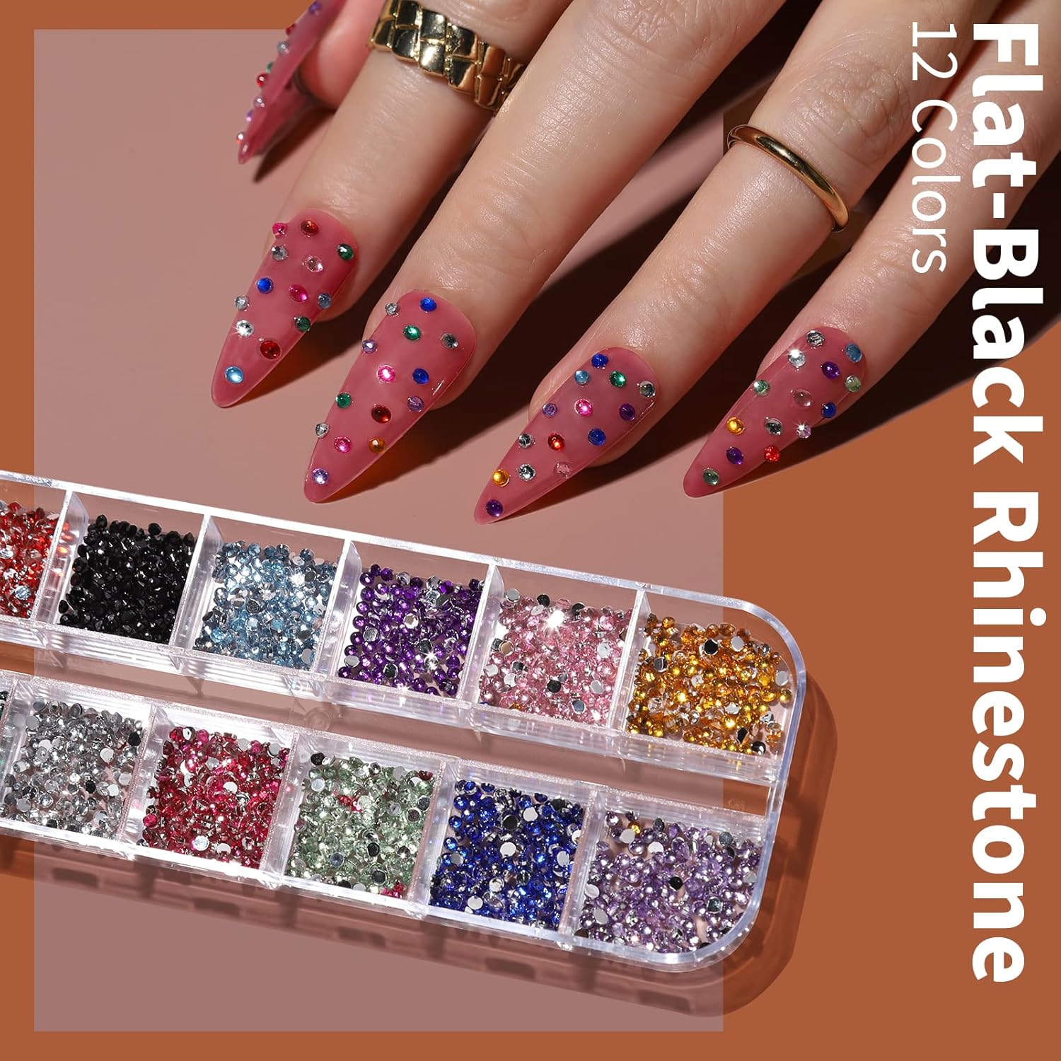 FANDAMEI 15-Piece Nail Art Brush Set with Dotting Pens, Stickers, Sequins, Foils, and Rhinestones - Image 5