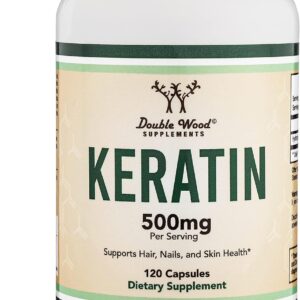 Keratin Hair Growth Vitamin (500mg per Serving, 120 Pills) Keratin Hair Treatment for Men and Women (Vital Protein for Hair, Skin, and Nails) Vitaminas para El Cabello, Vegan Safe by Double Wood