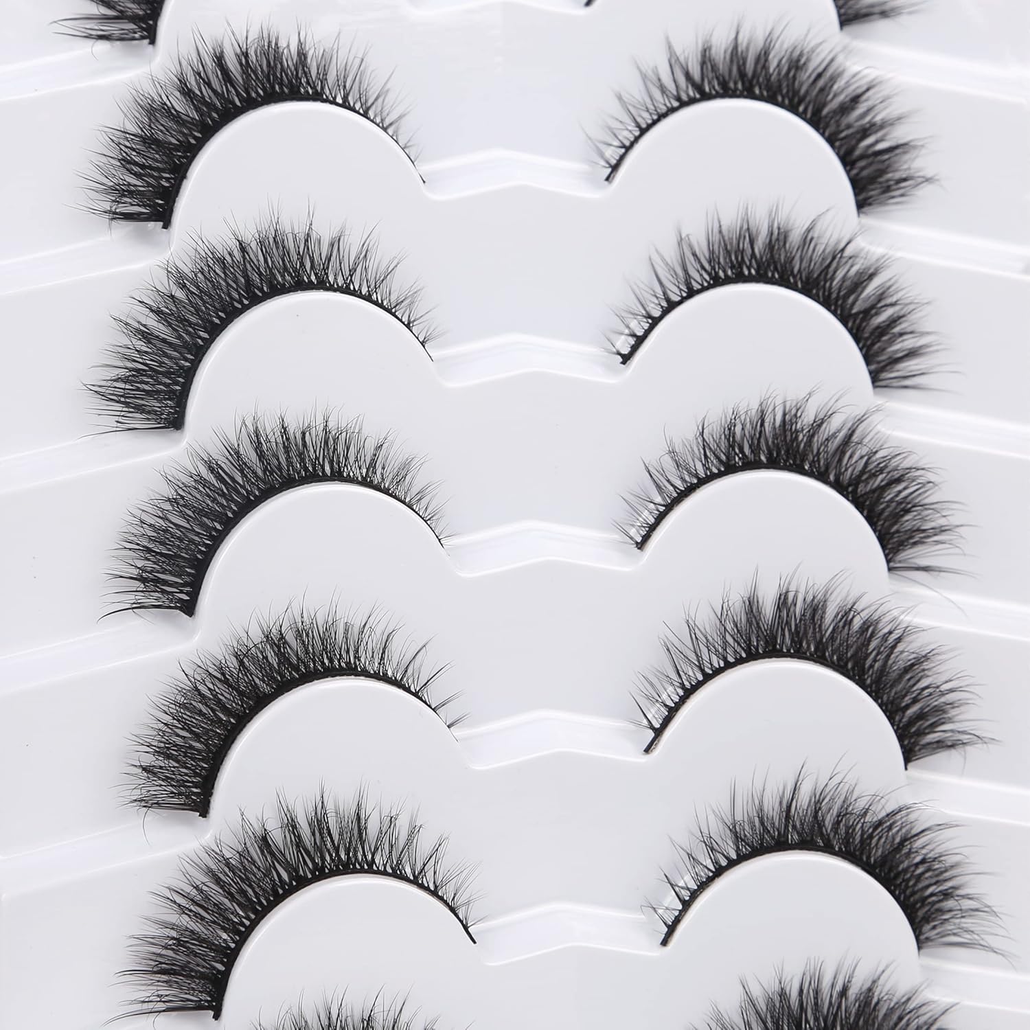 Pooplunch False Eyelashes Extension Volume Cat Eye Look Natural Wispy Lashes Fluffy Short 8D Fake Eyelashes Faux Mink Lashes 7 Pairs Pack - Image 7