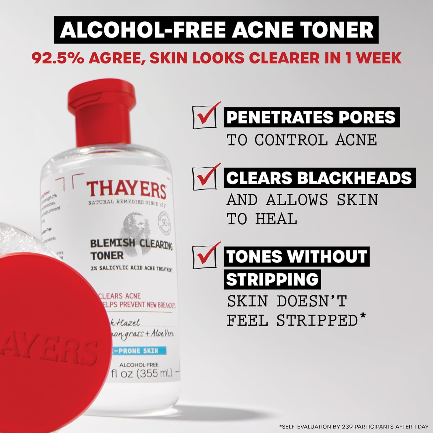 Thayers Blemish Clearing Salicylic Acid Toner, Acne Treatment Face Toner with 2% Salicylic Acid, Soothing and Non-Stripping Skin Care, 12 Fl Oz - Image 2