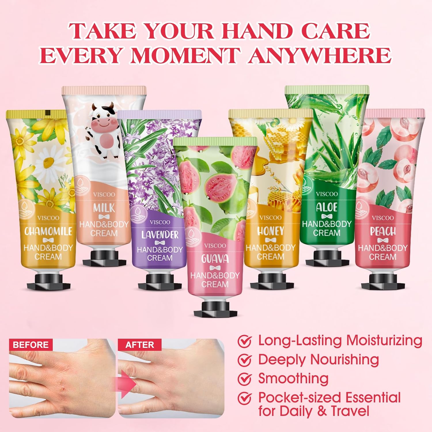 7 Pack Hand Cream Gifts Set for Women,Teacher Appreciation Gifts,End of Year Teacher Gifts,Graduation Gifts,Bridesmaid Gifts,Mom Gifts,Thank You Gifts,Moisturizing Hand Lotion Travel Size - Image 3