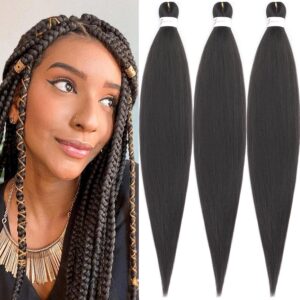 Dark Brown Braiding Hair Pre stretched 30 Inch 3 Packs Pre stretched Braiding Hair Yaki Texture Synthetic Hair Extension Itch Free Hot Water Setting(30", 4#,3Packs)
