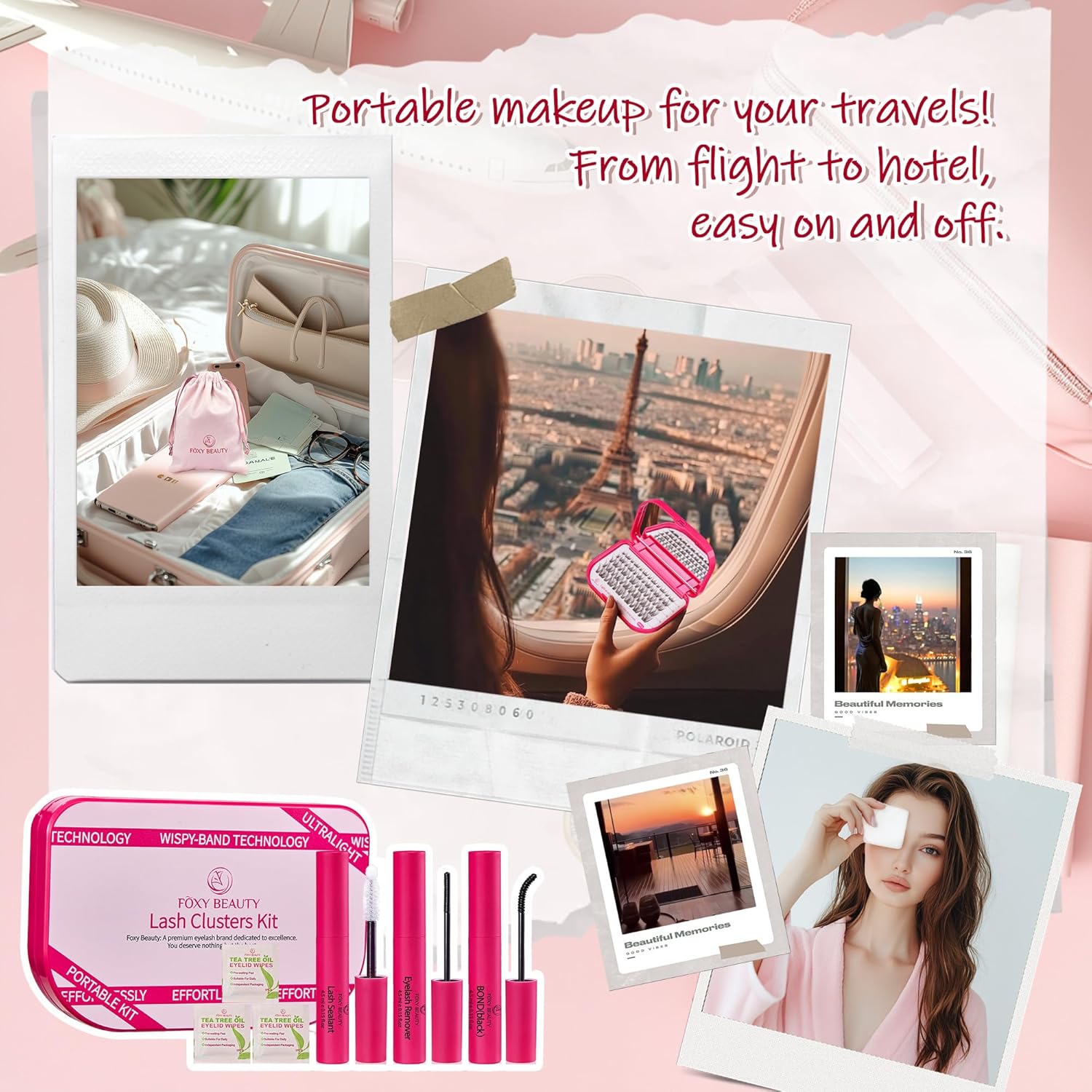 Lash Clusters Kit with Bond Seal Eyelid Wipes Brush and Bag Set - Image 5
