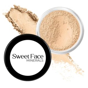 (Warm) (Most Popular Neutral Shade) (5gm Jar) Matte Mineral Makeup Loose Powder Foundation – Full Coverage, Natural Finish, Noncomedogenic, SPF 30