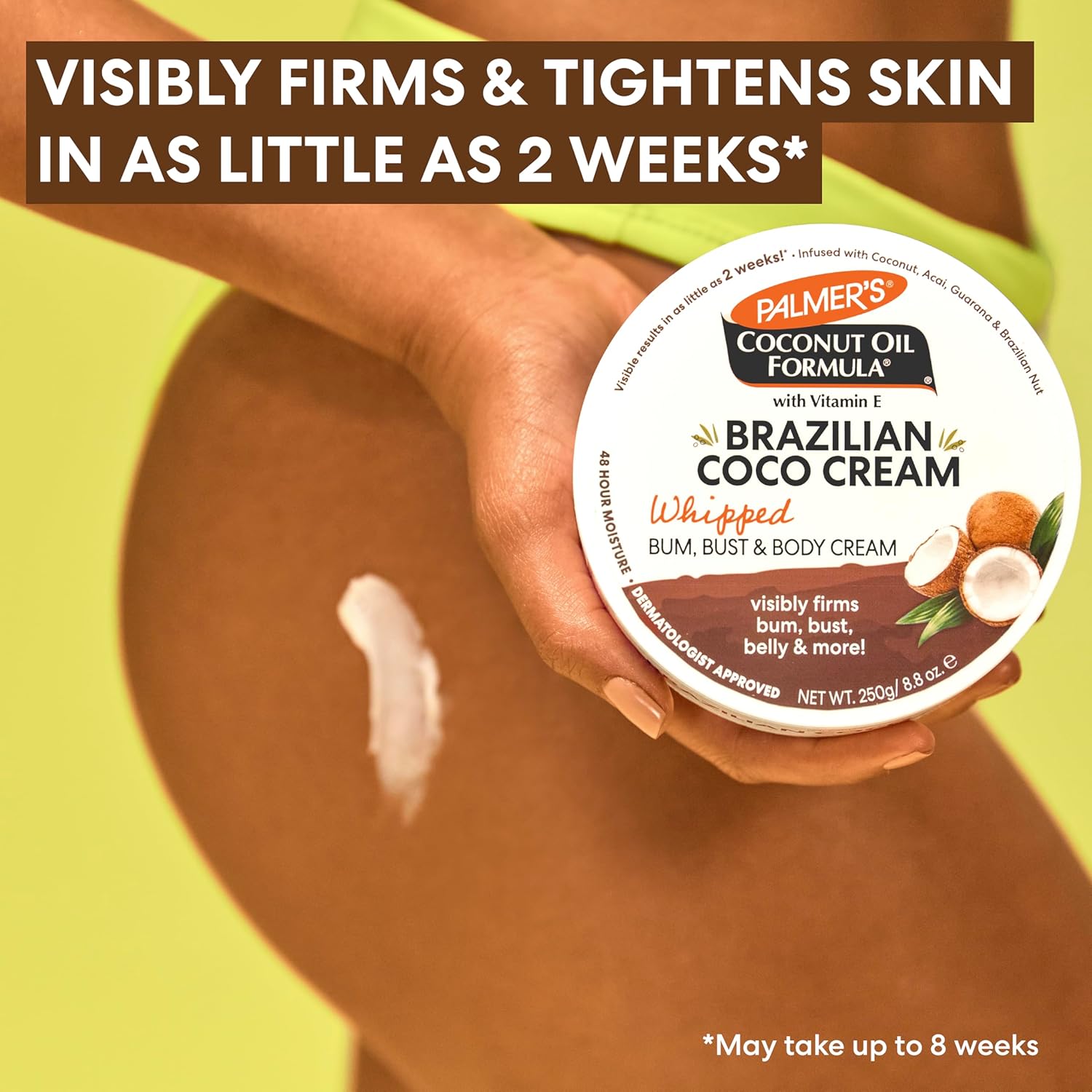Palmer's Coconut Oil Formula Brazilian Coco Cream with Vitamin E, 8.8 Fl Oz, Whipped Bum, Bust & Body Cream, Helps with Skin Tightening & Firming - Image 3